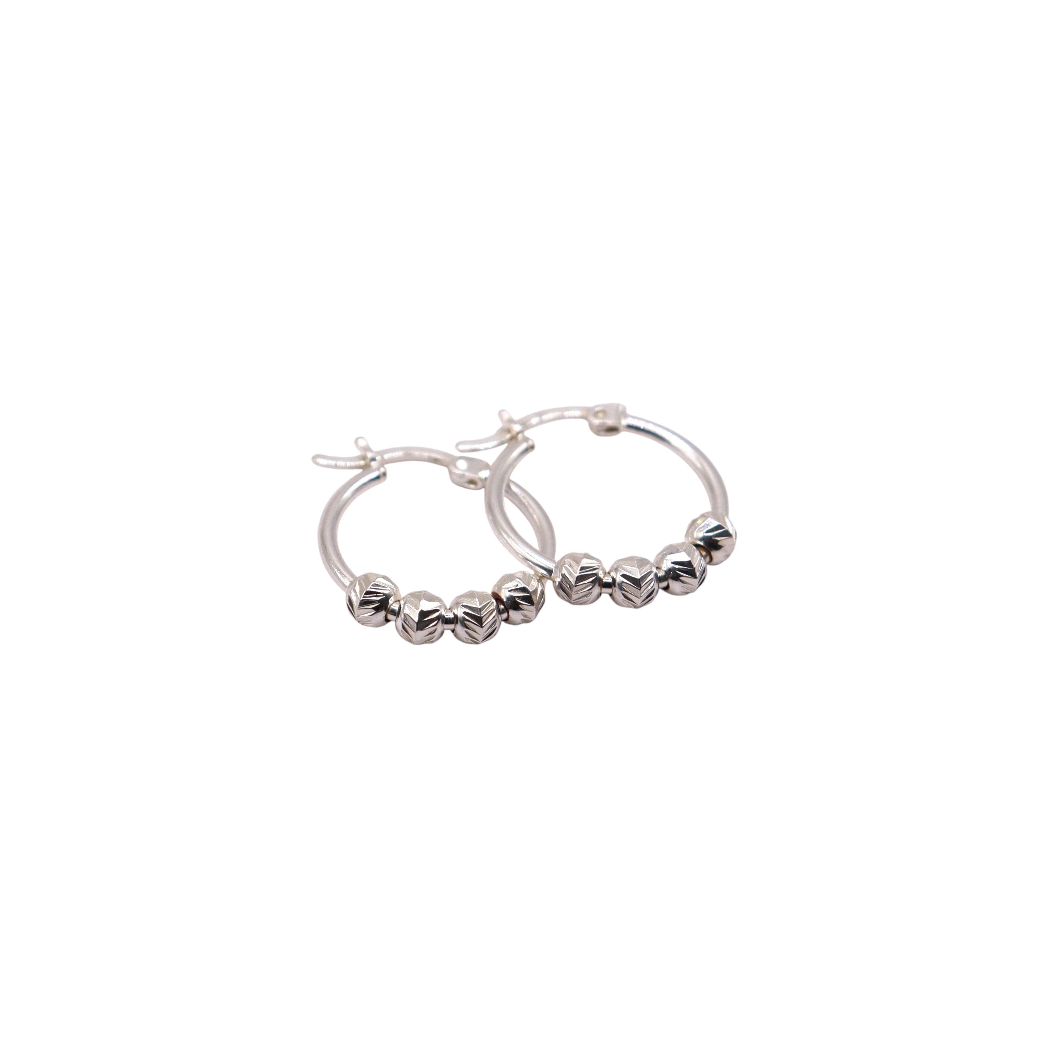 Aretes Arracada Con Bolitas En Plata .925