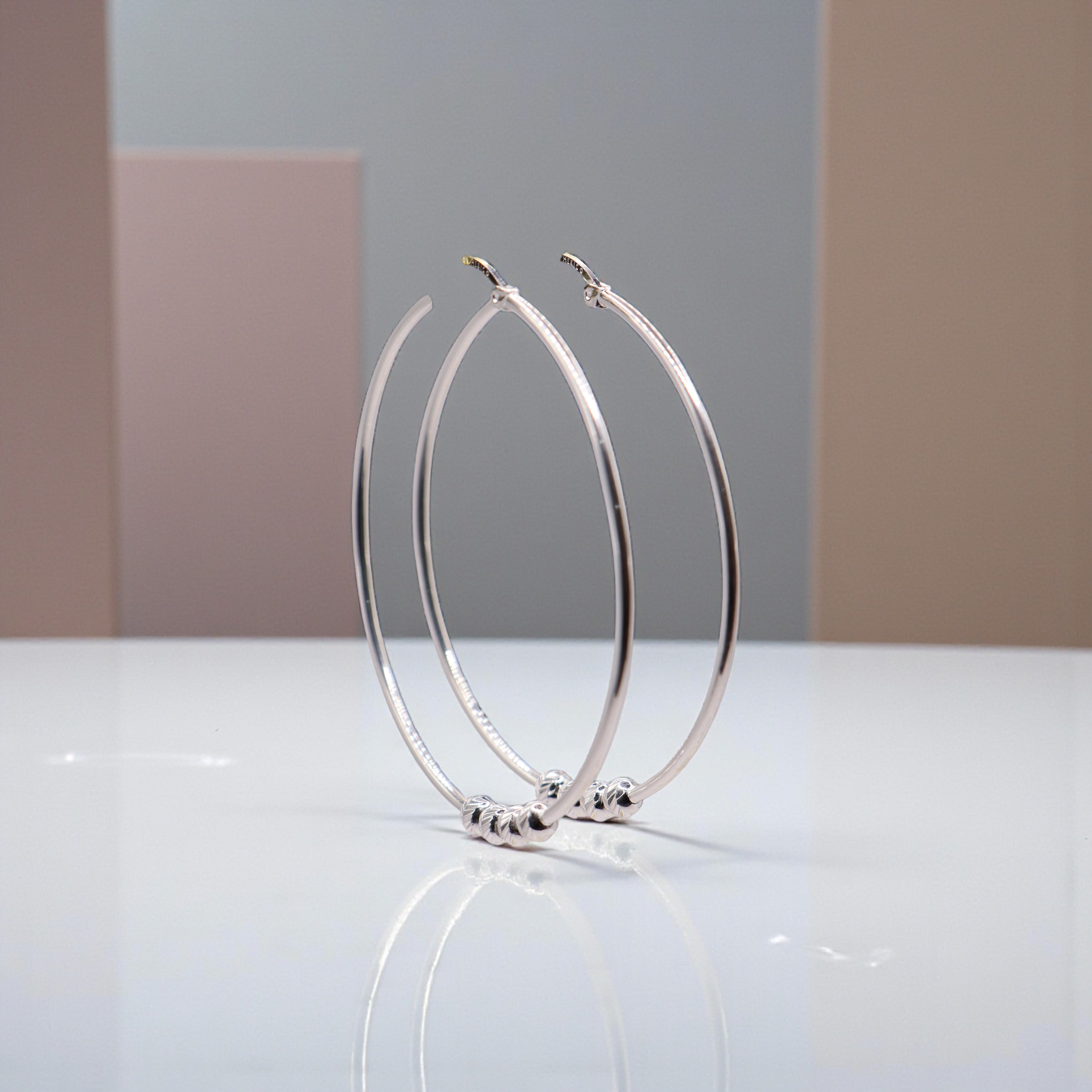 Aretes Arracada Grande Bolitas En Plata .925