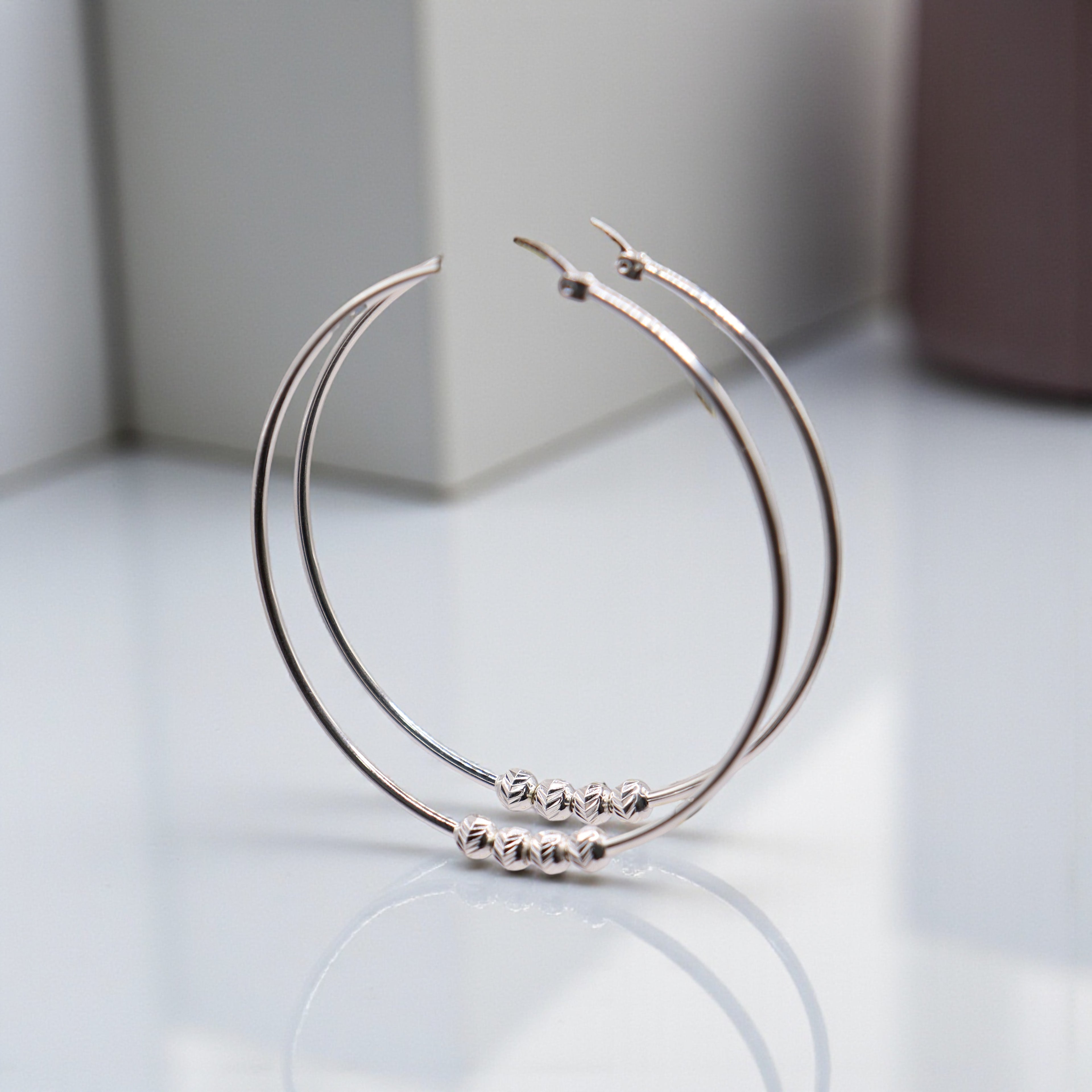 Aretes Arracada Grande Bolitas En Plata .925