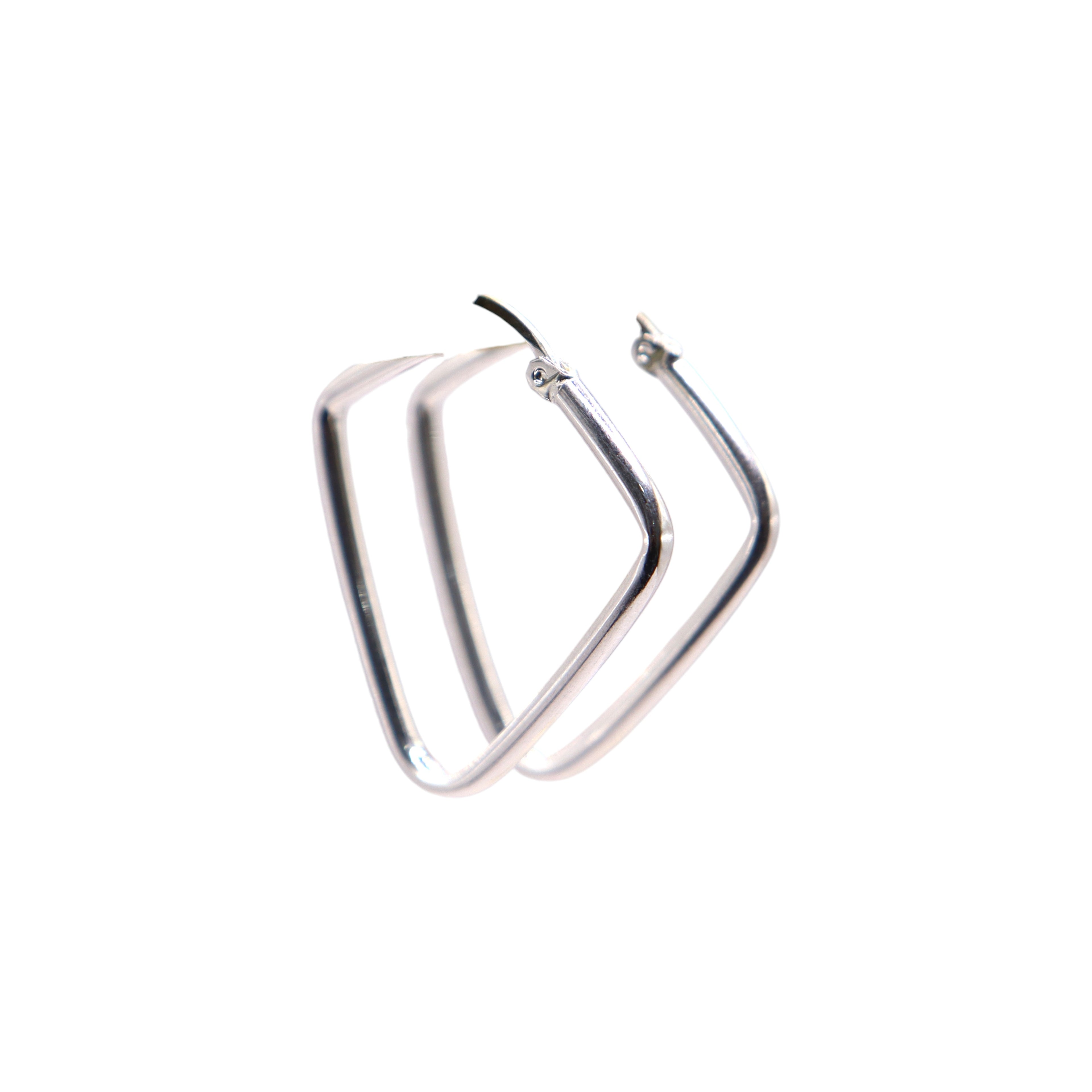 Aretes Tipo Arracada Rombo En Plata .925