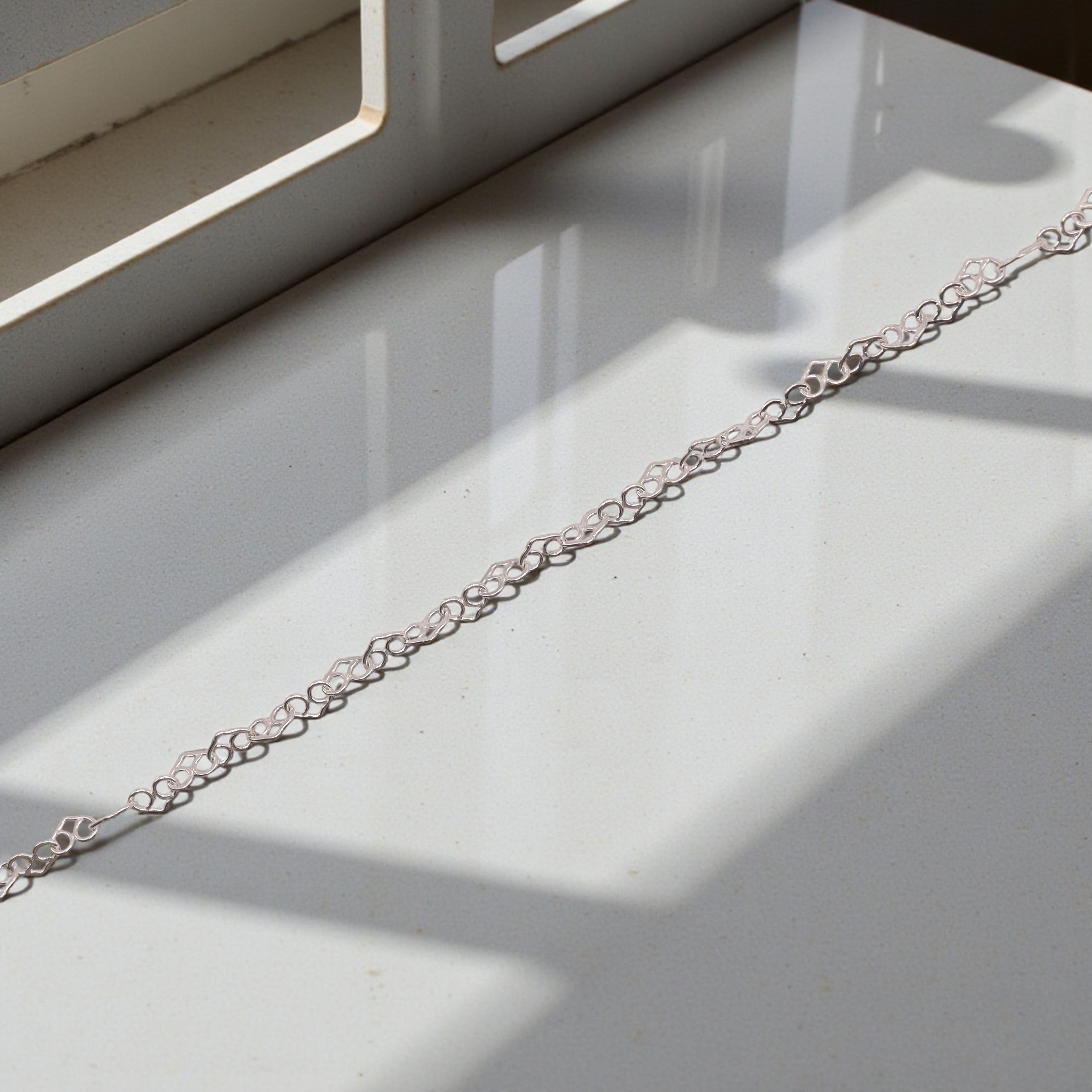 Pulsera De Corazones Plata .925  18 Cm