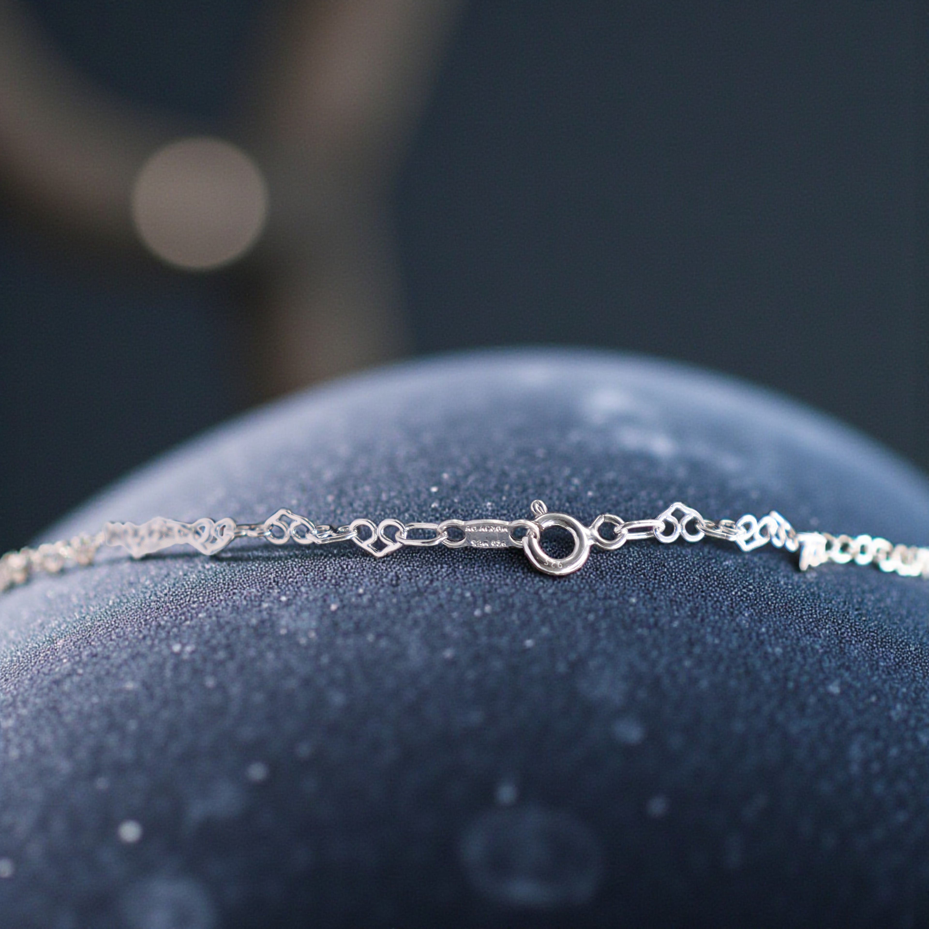 Pulsera De Corazones Plata .925  18 Cm