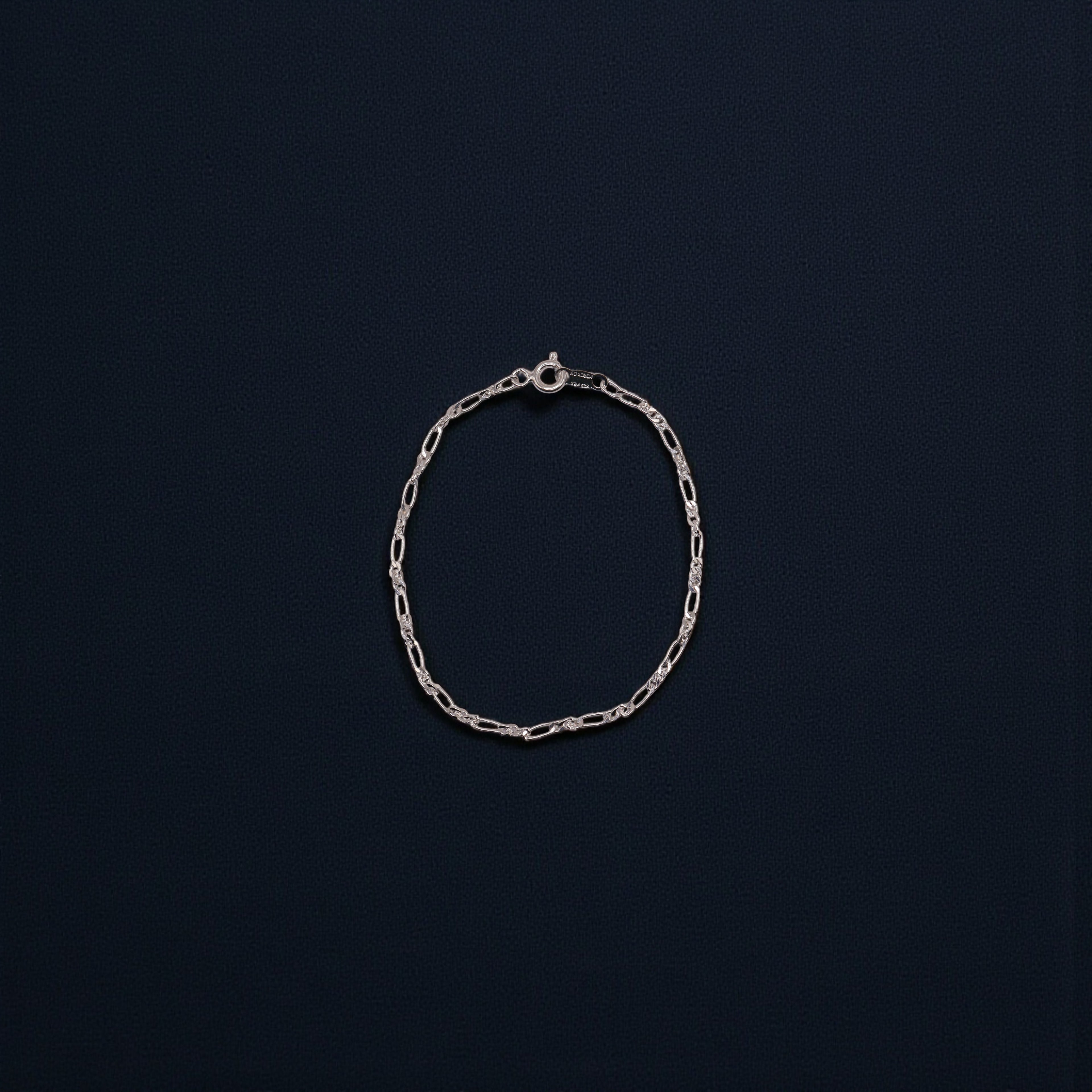 Pulsera Fígaro 2x1 Plata .925 |   18 Cm