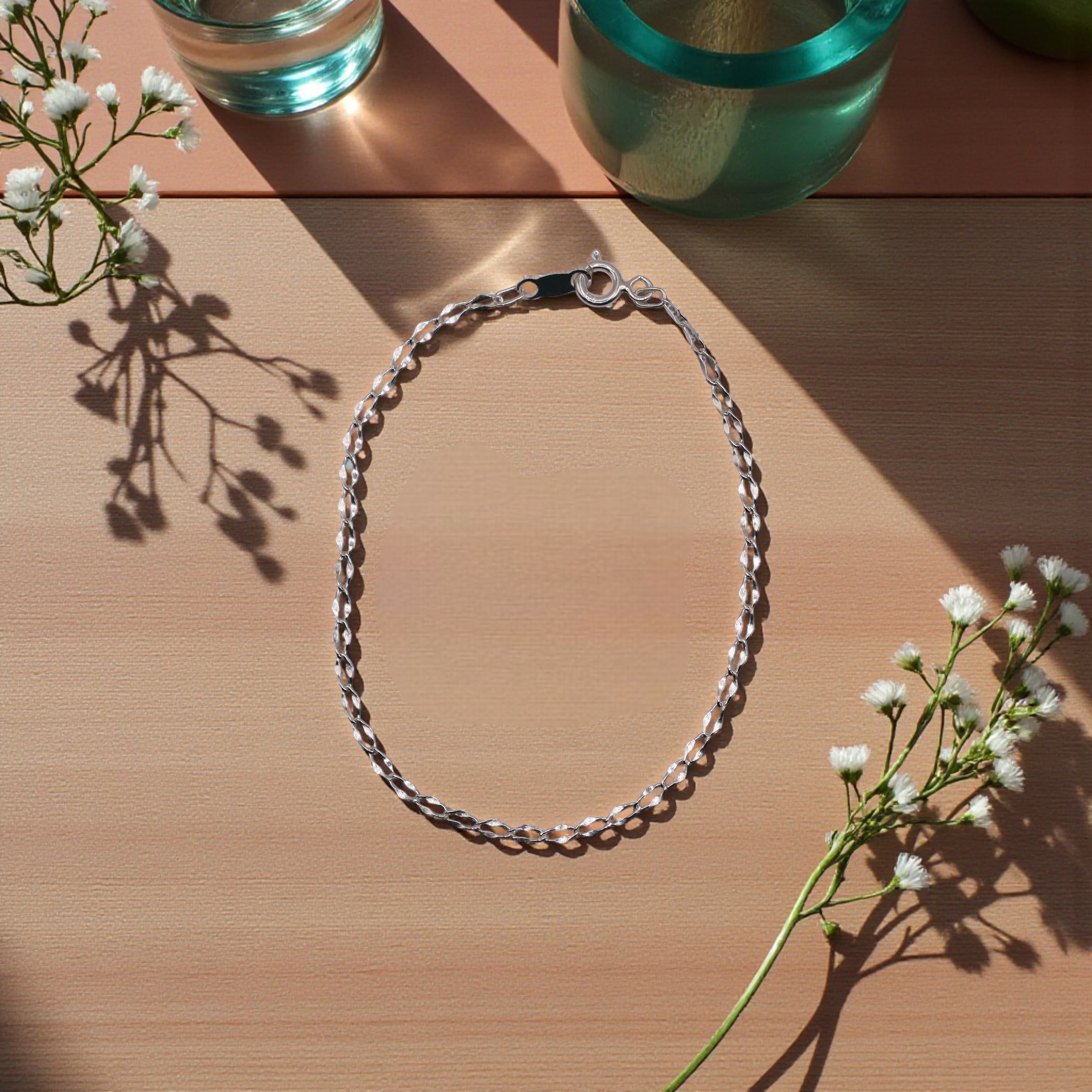 Pulsera Figaro Forjado Plata .925  18 Cm