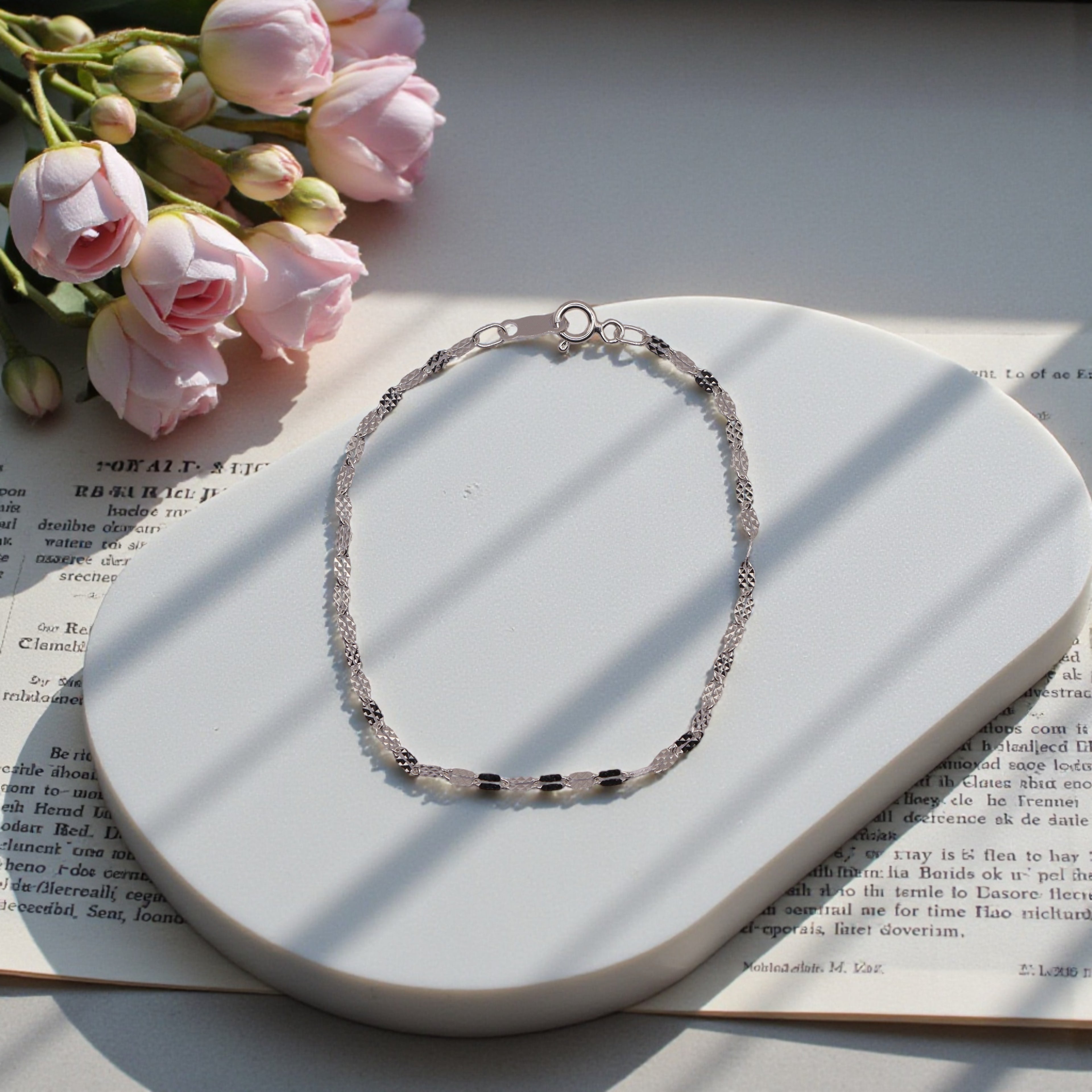 Pulsera Grano De Café En Plata .925 |  18 Cm