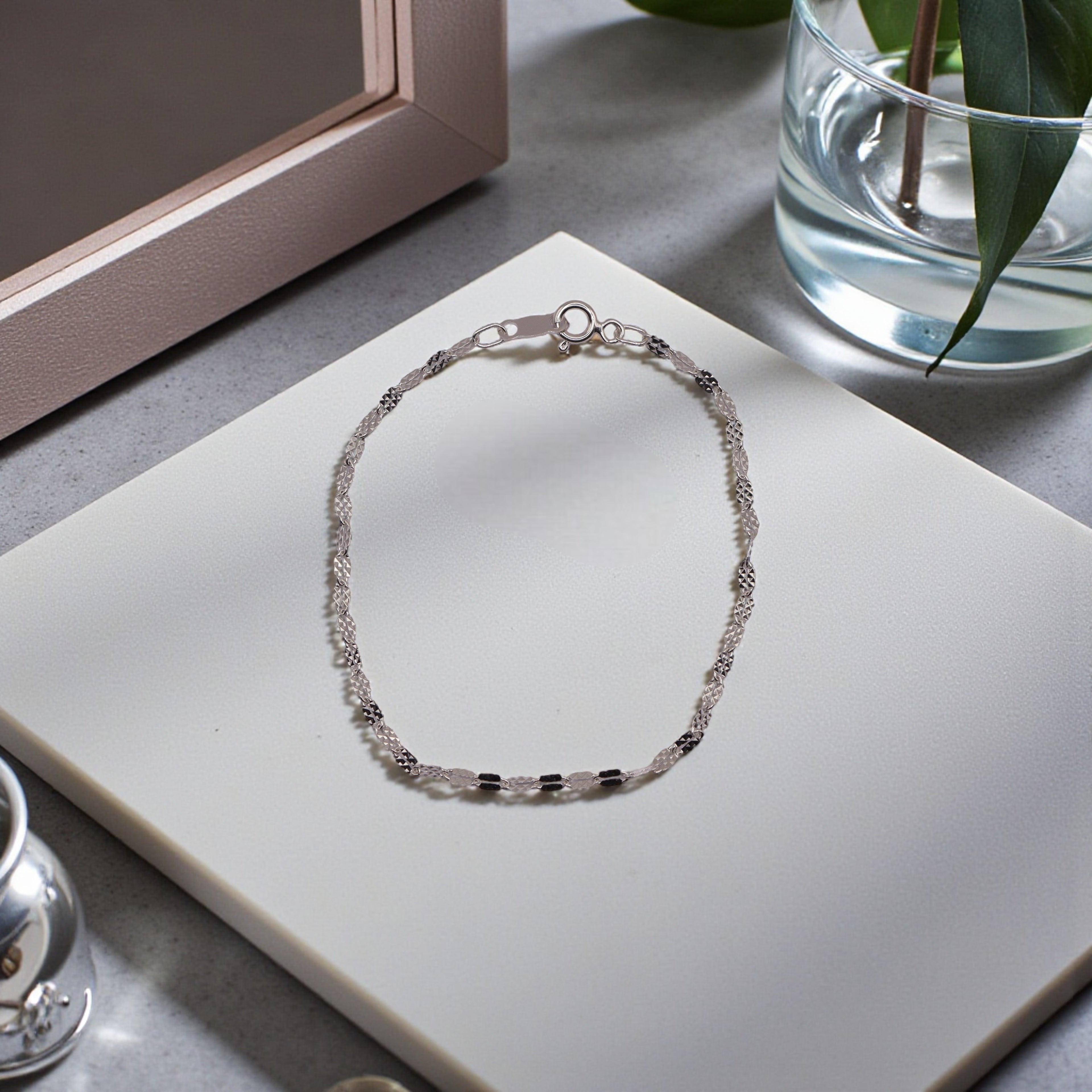 Pulsera Grano De Café En Plata .925 |  18 Cm