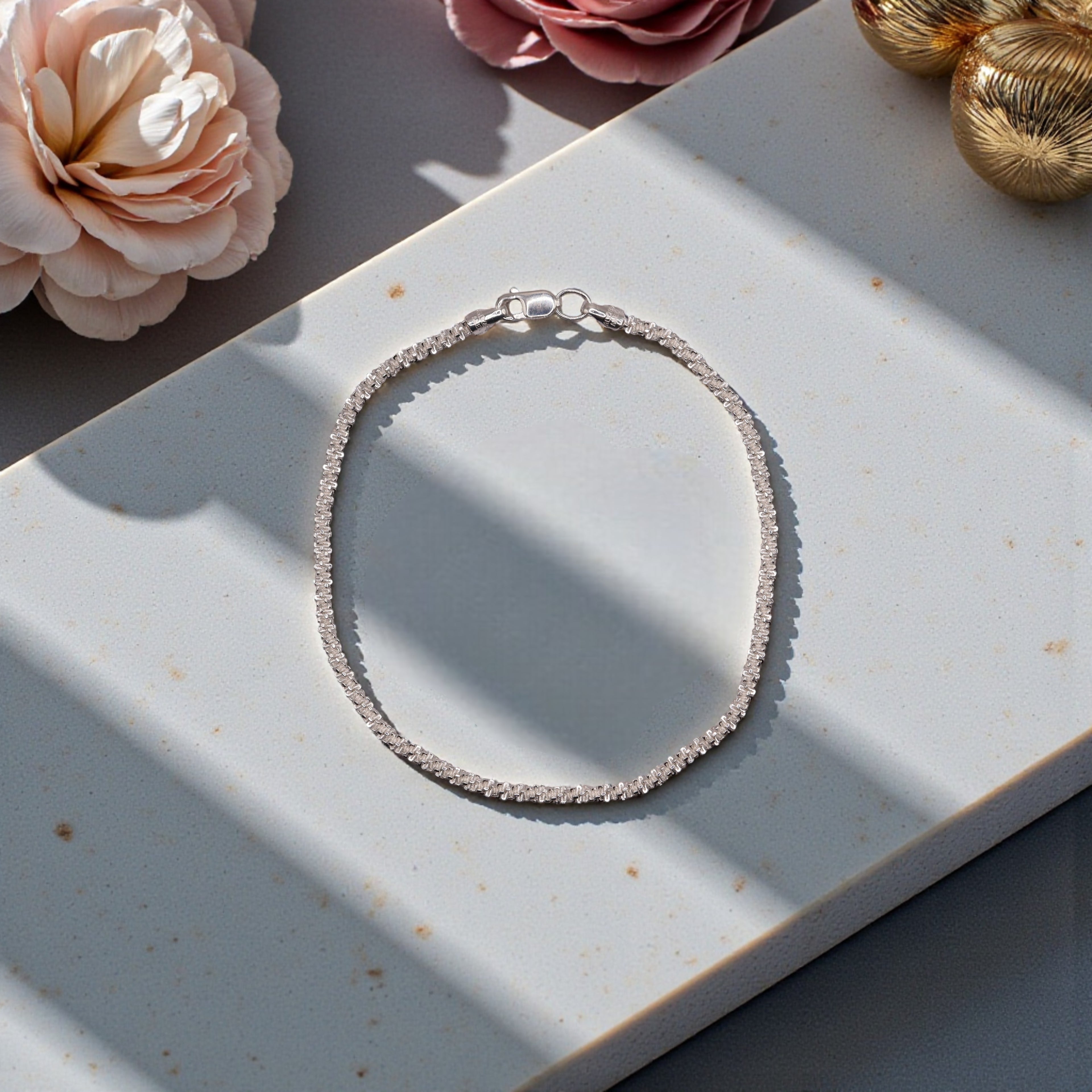 Pulsera Margarita En Plata .925 |  18 Cm