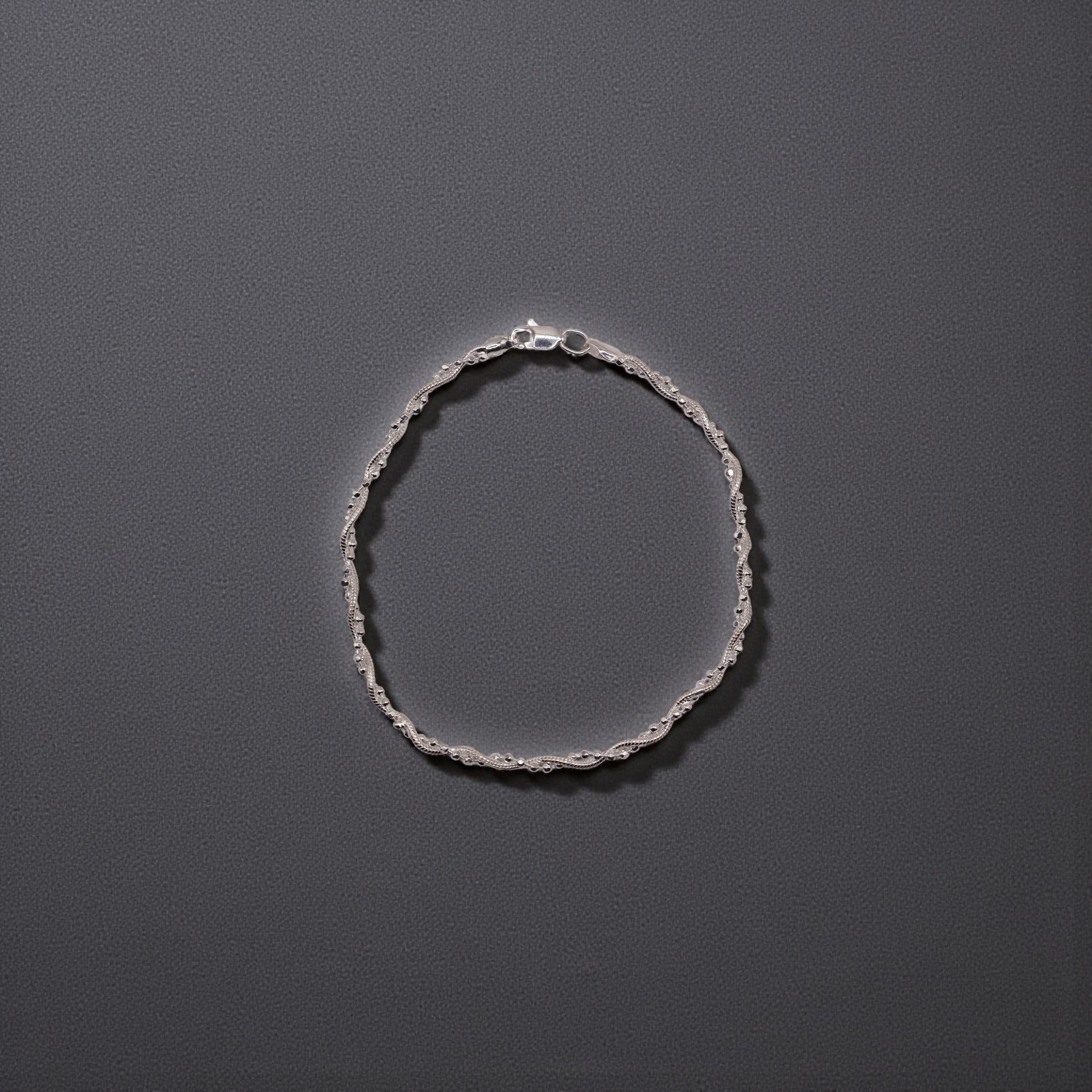 Pulsera Trenzada Bolitas Plata .925 |  19 Cm