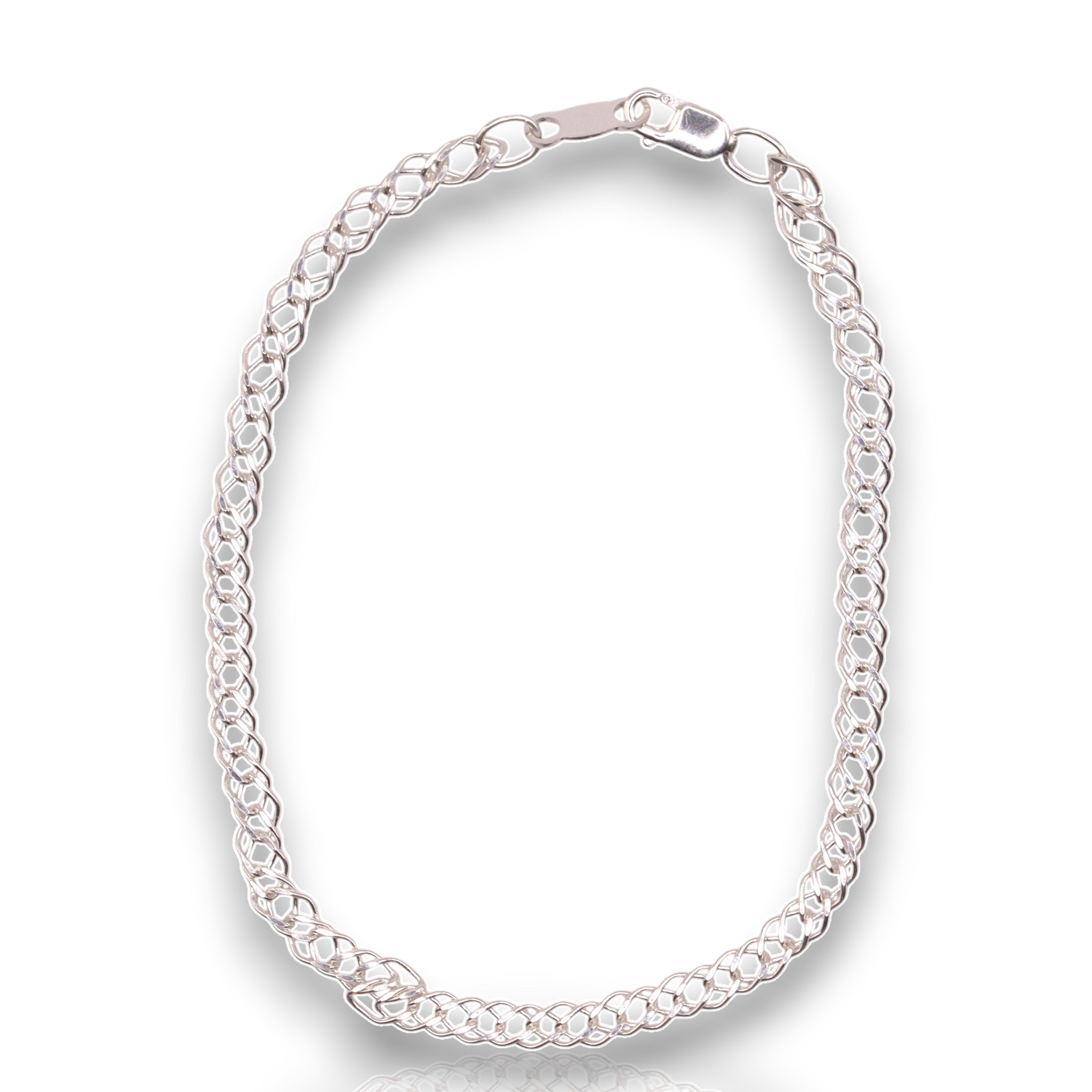 Pulsera Doble Rombo Delgada Plata .925 | Jozep Joyería Plateado 18 Cm