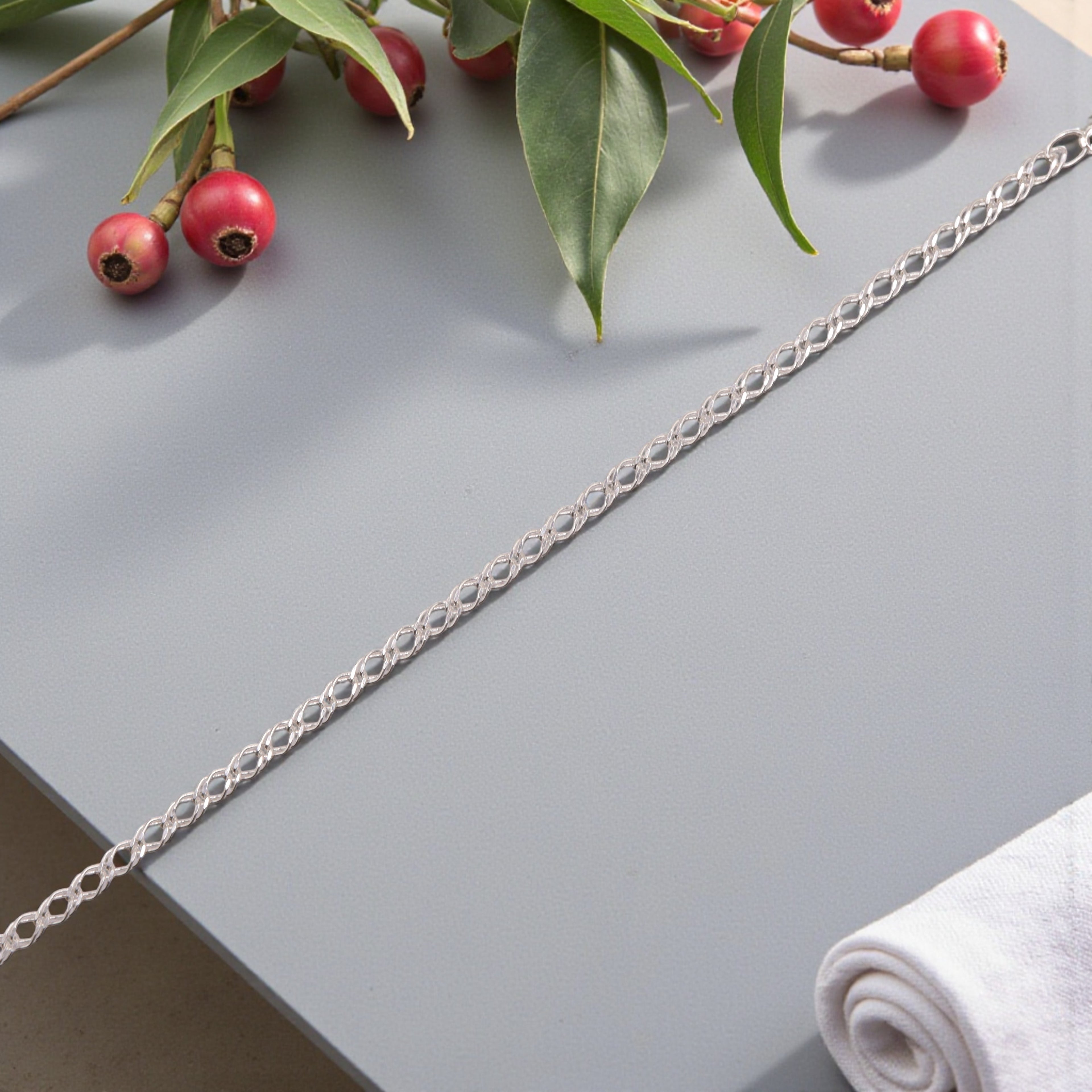 Pulsera Doble Rombo Plata .925 | Jozep Joyería Plateado 19 Cm