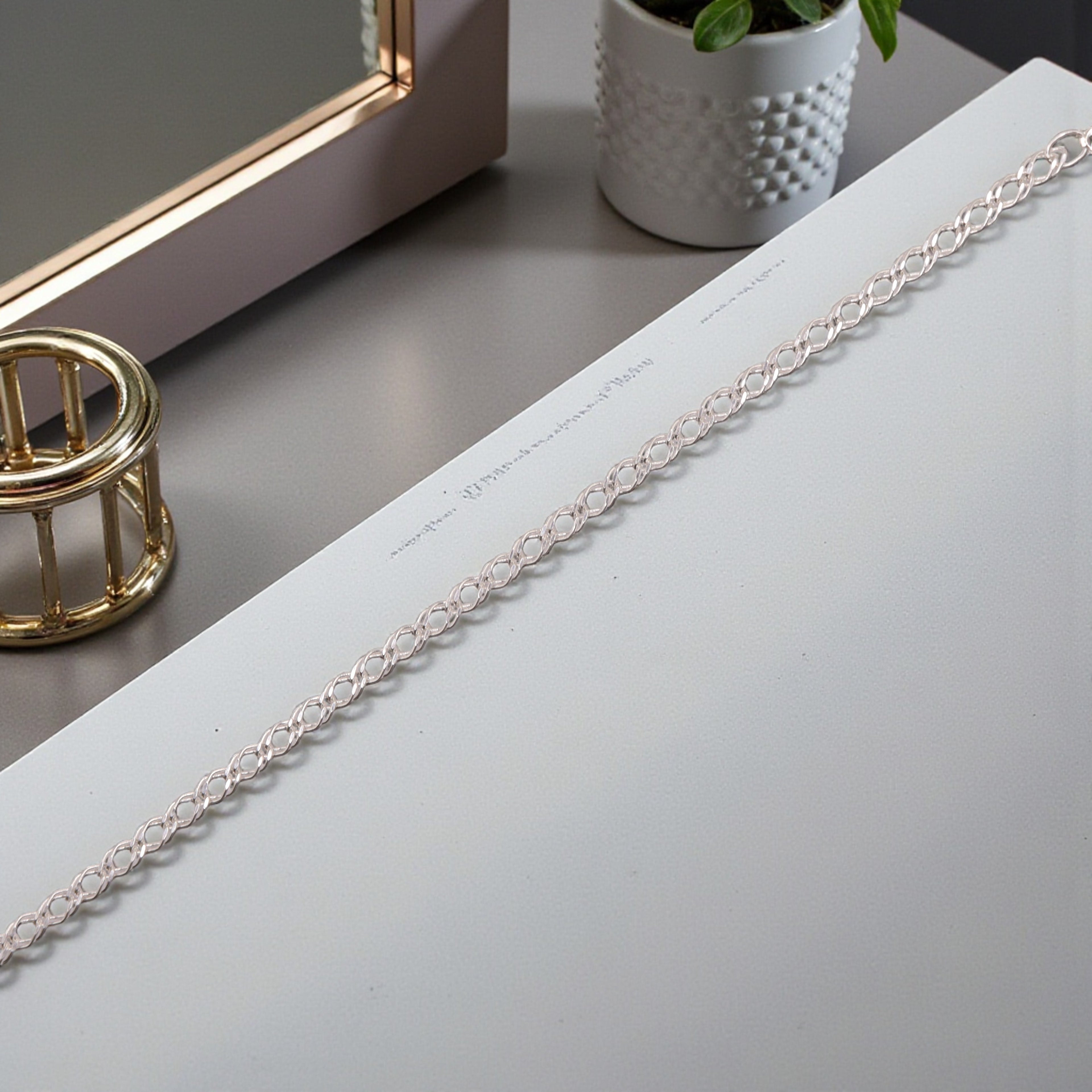 Pulsera Doble Rombo Plata .925 | Jozep Joyería Plateado 19 Cm