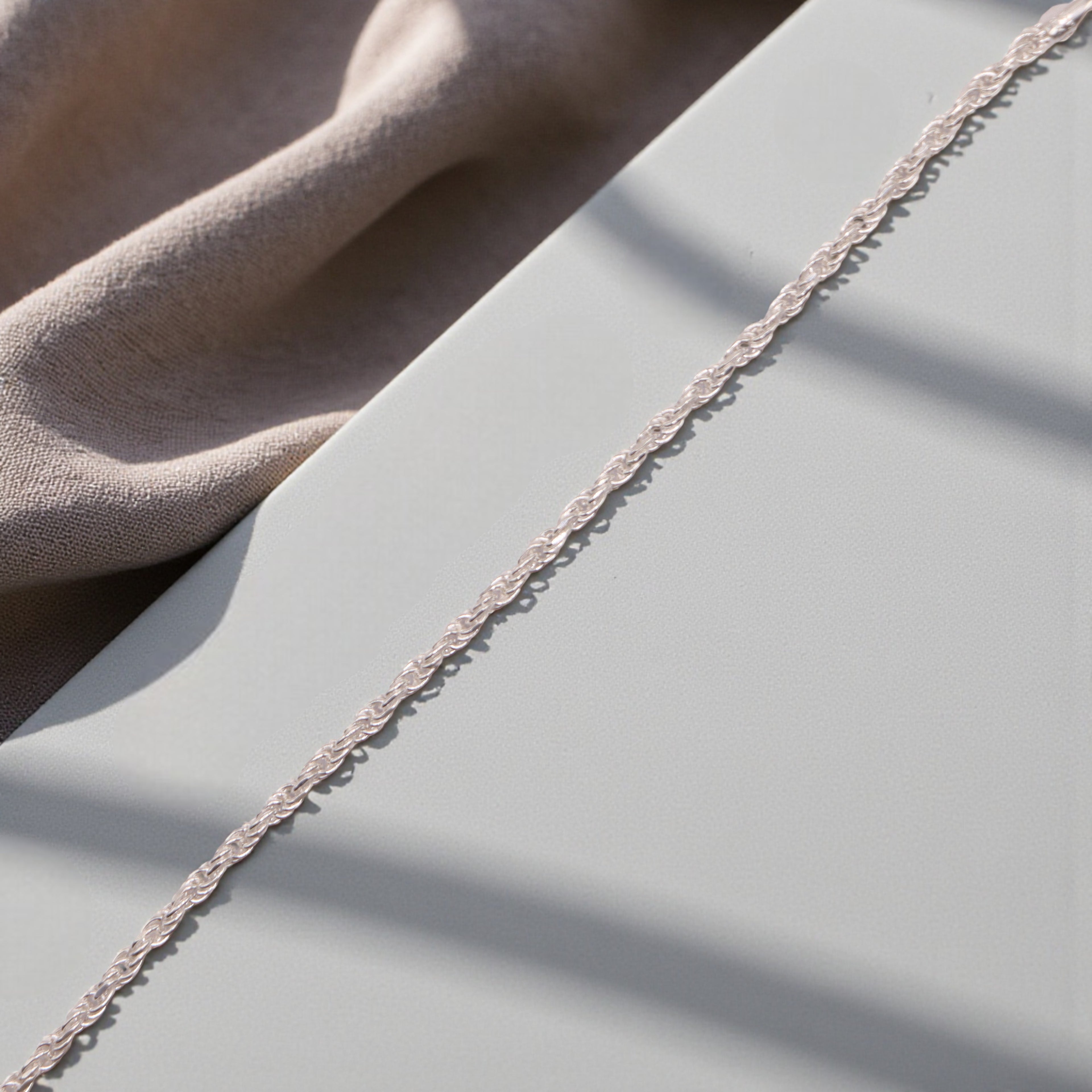 Pulsera Cuerda Trenzada Plata .925 |  18.5 Cm