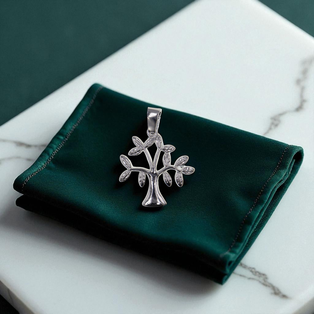 Dije De Arbol + Cadena En Plata .925