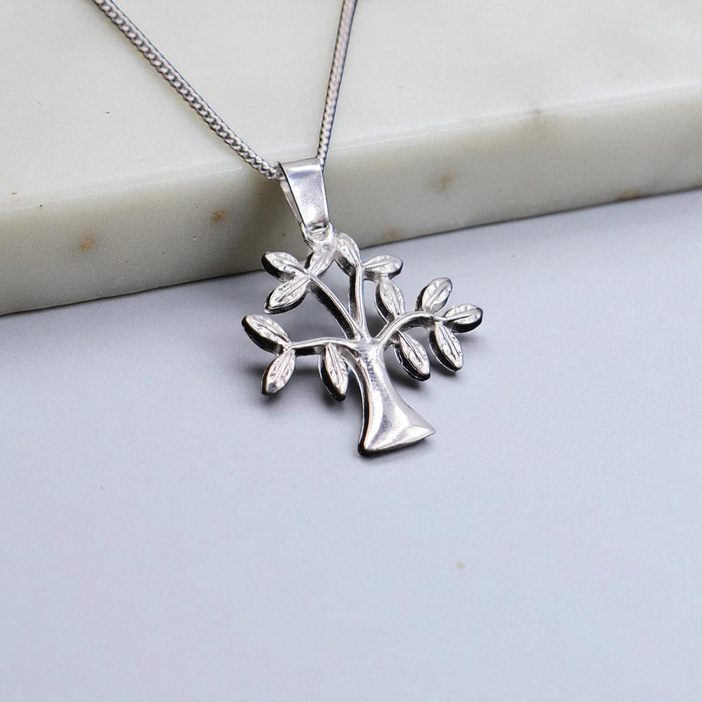 Dije De Arbol + Cadena En Plata .925