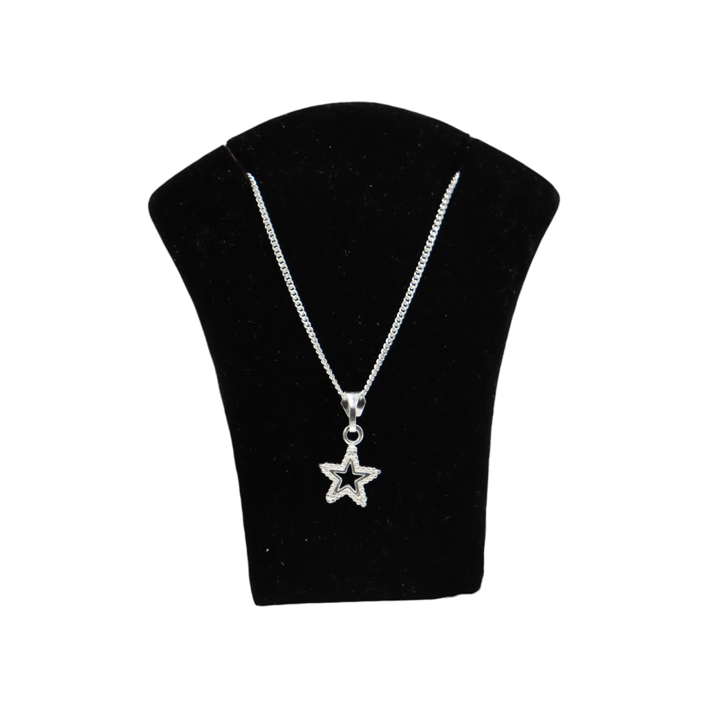 Dije Estrella Con Piedra + Cadena De Plata 925