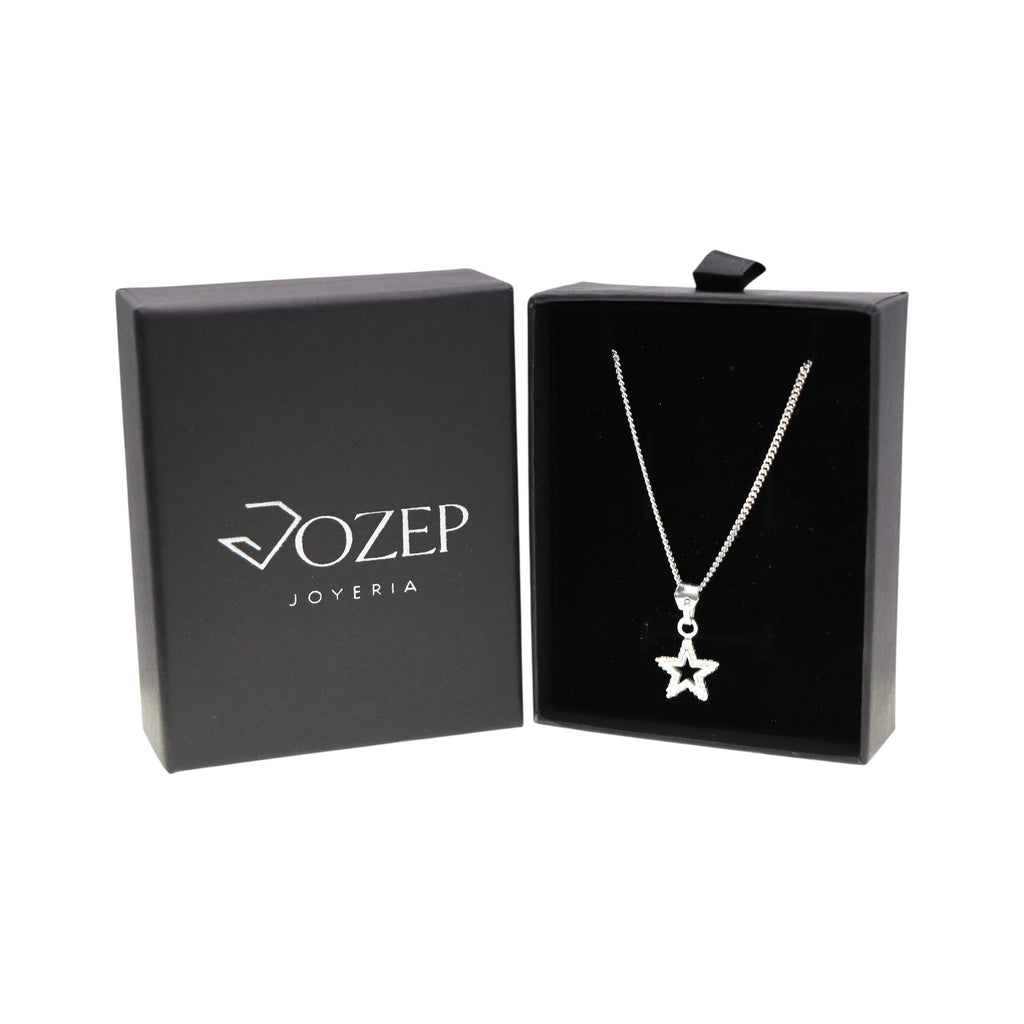 Dije Estrella Con Piedra + Cadena De Plata 925