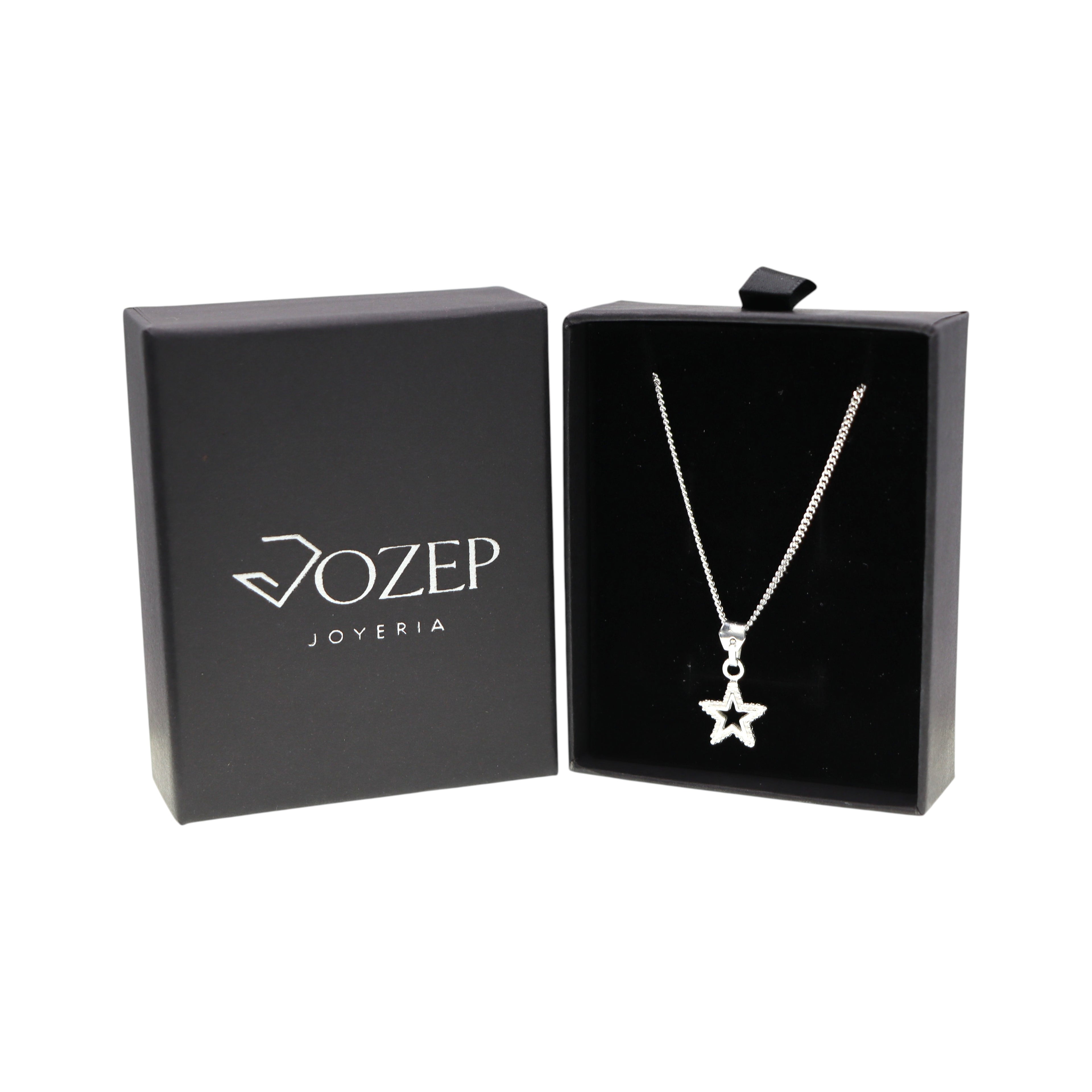 Dije Estrella Con Piedra + Cadena De Plata 925