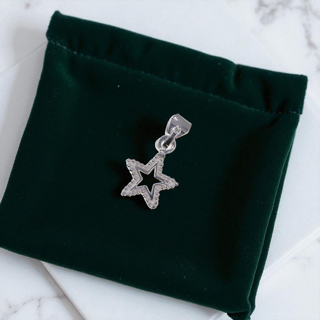 Dije Estrella Con Piedra + Cadena De Plata 925