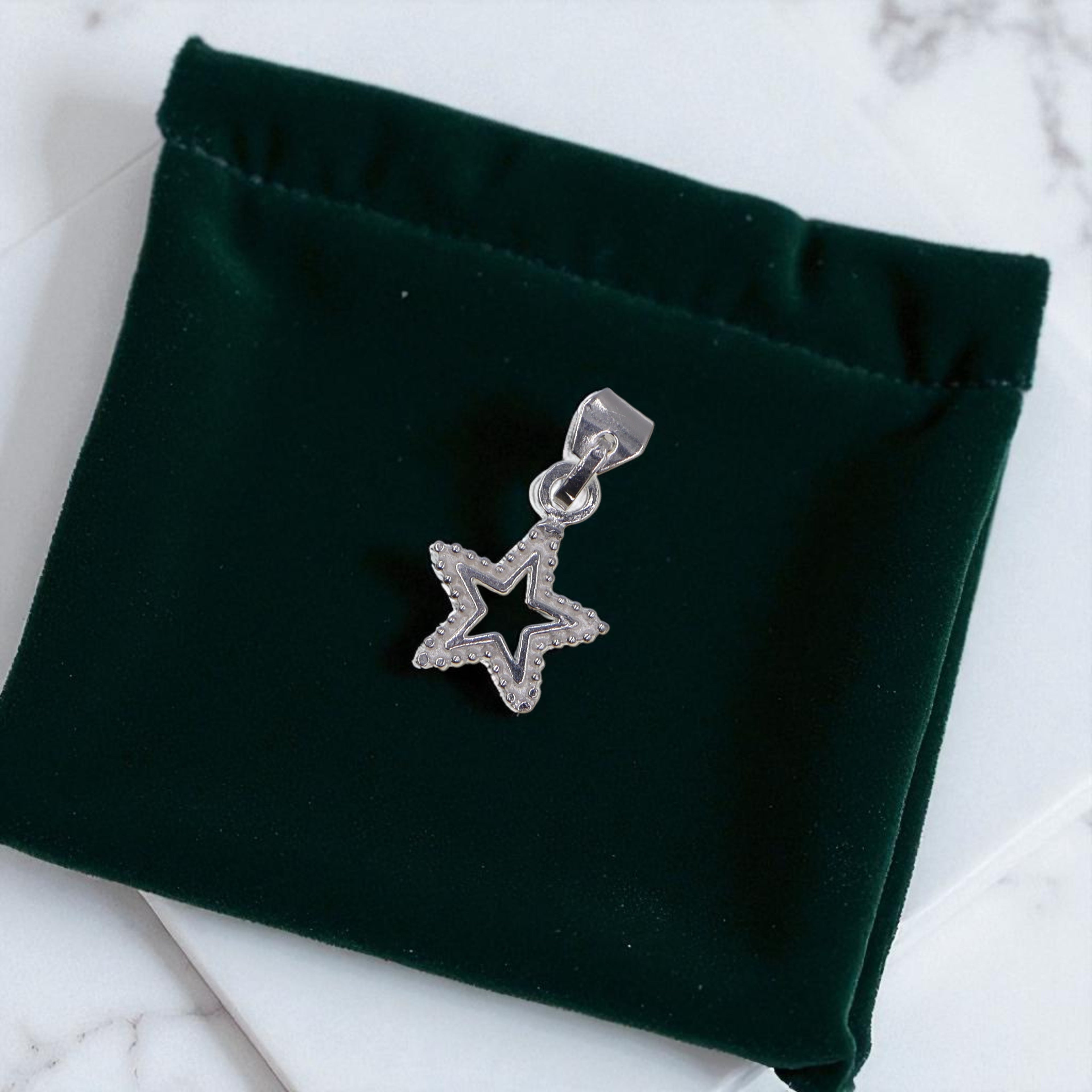 Dije Estrella Con Piedra + Cadena De Plata 925