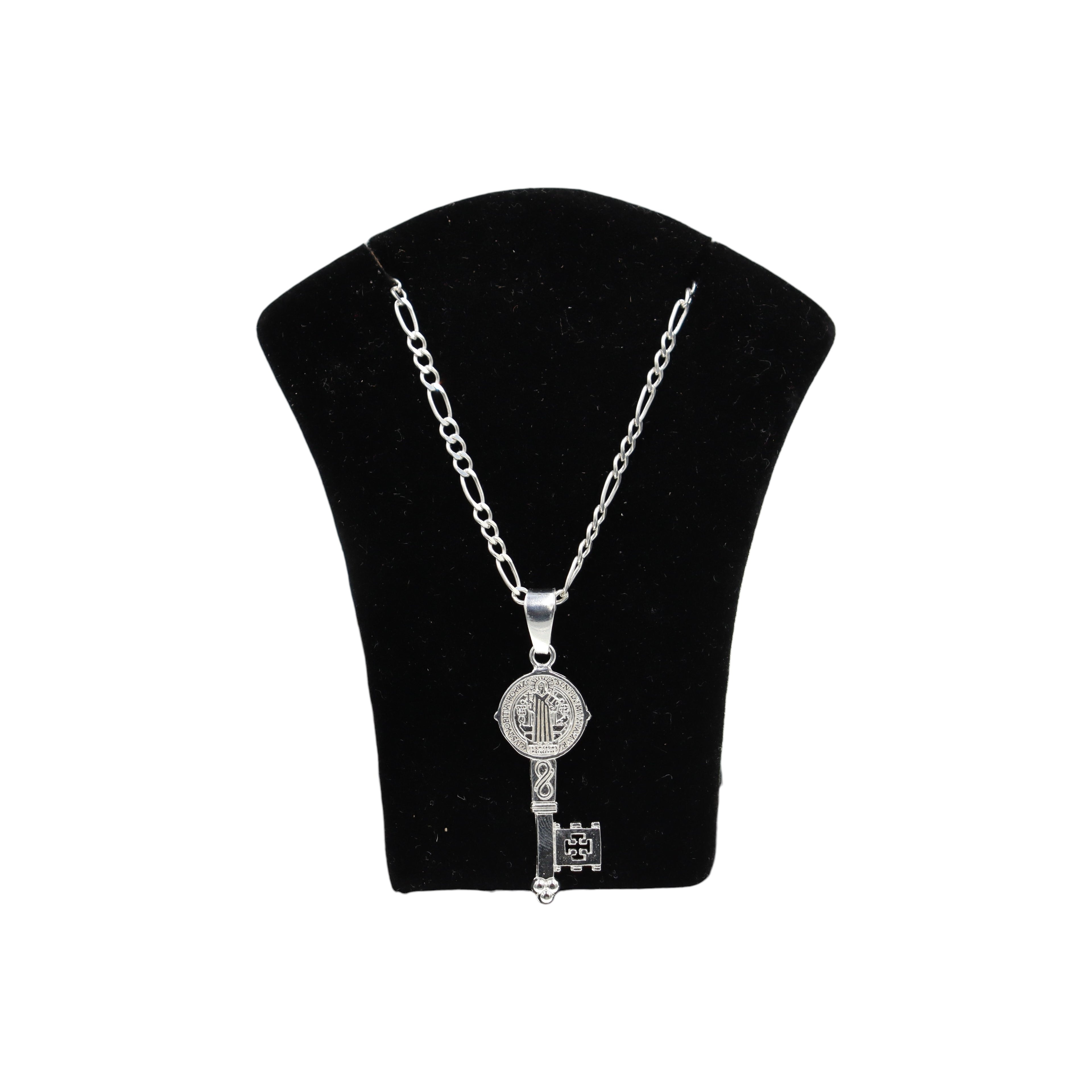 Dije Llave San Benito + Cadena En Plata .925
