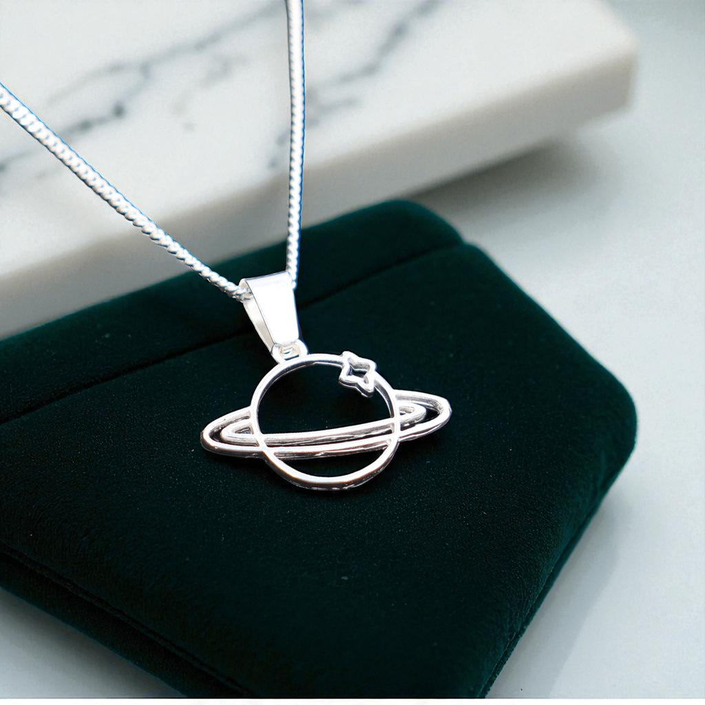 Dije De Planeta + Cadena De Plata .925
