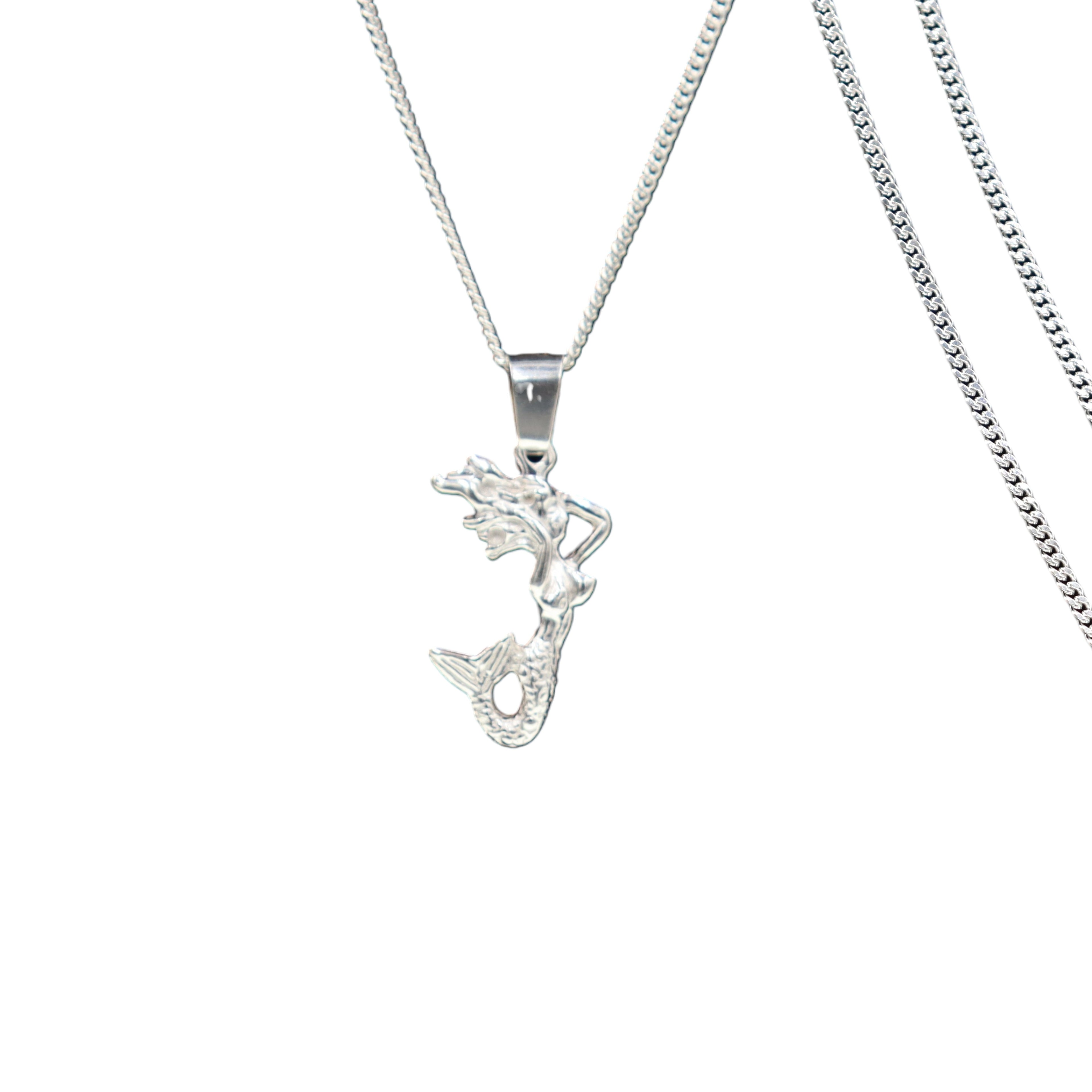 Dije De Sirena + Cadena En Plata .925