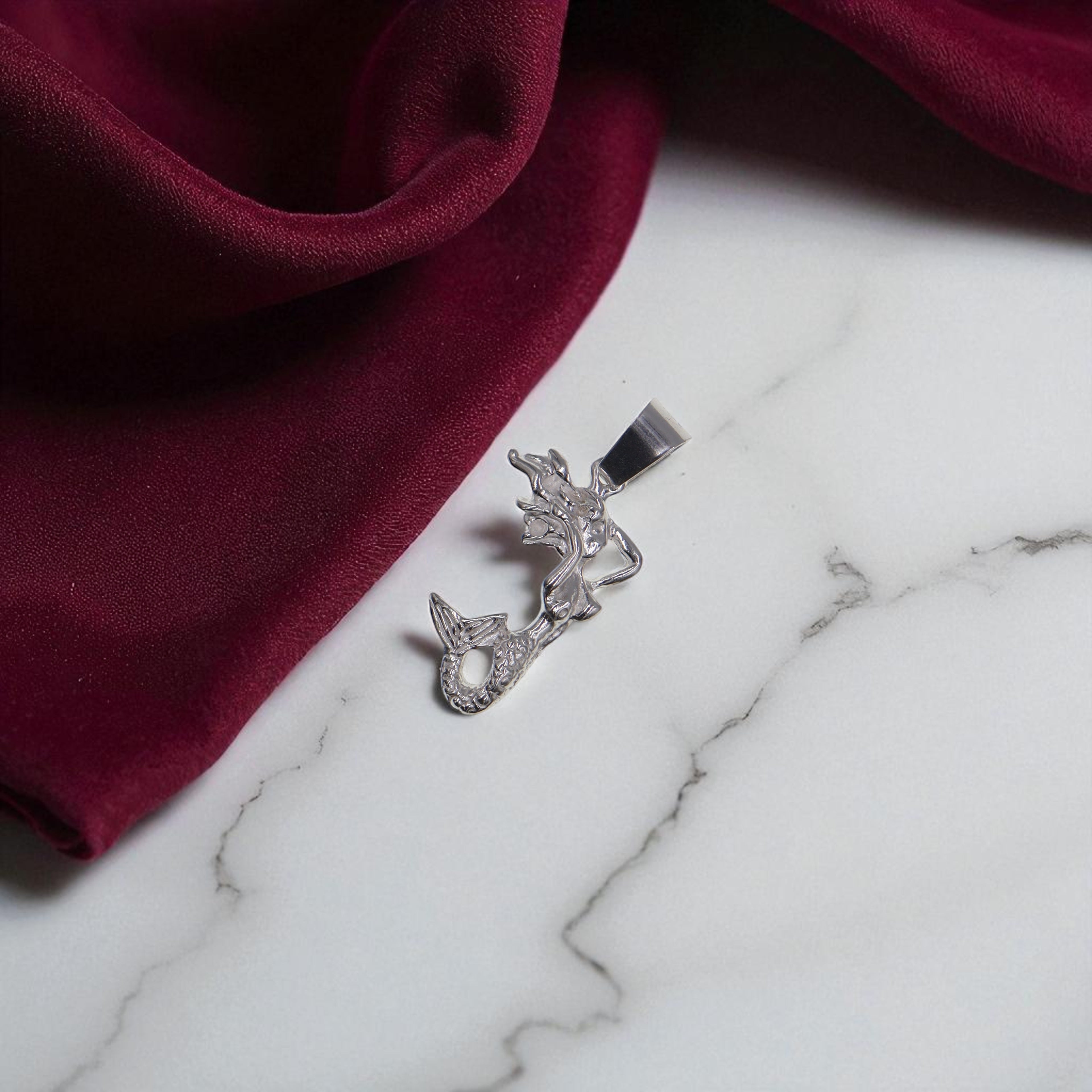 Dije De Sirena + Cadena En Plata .925