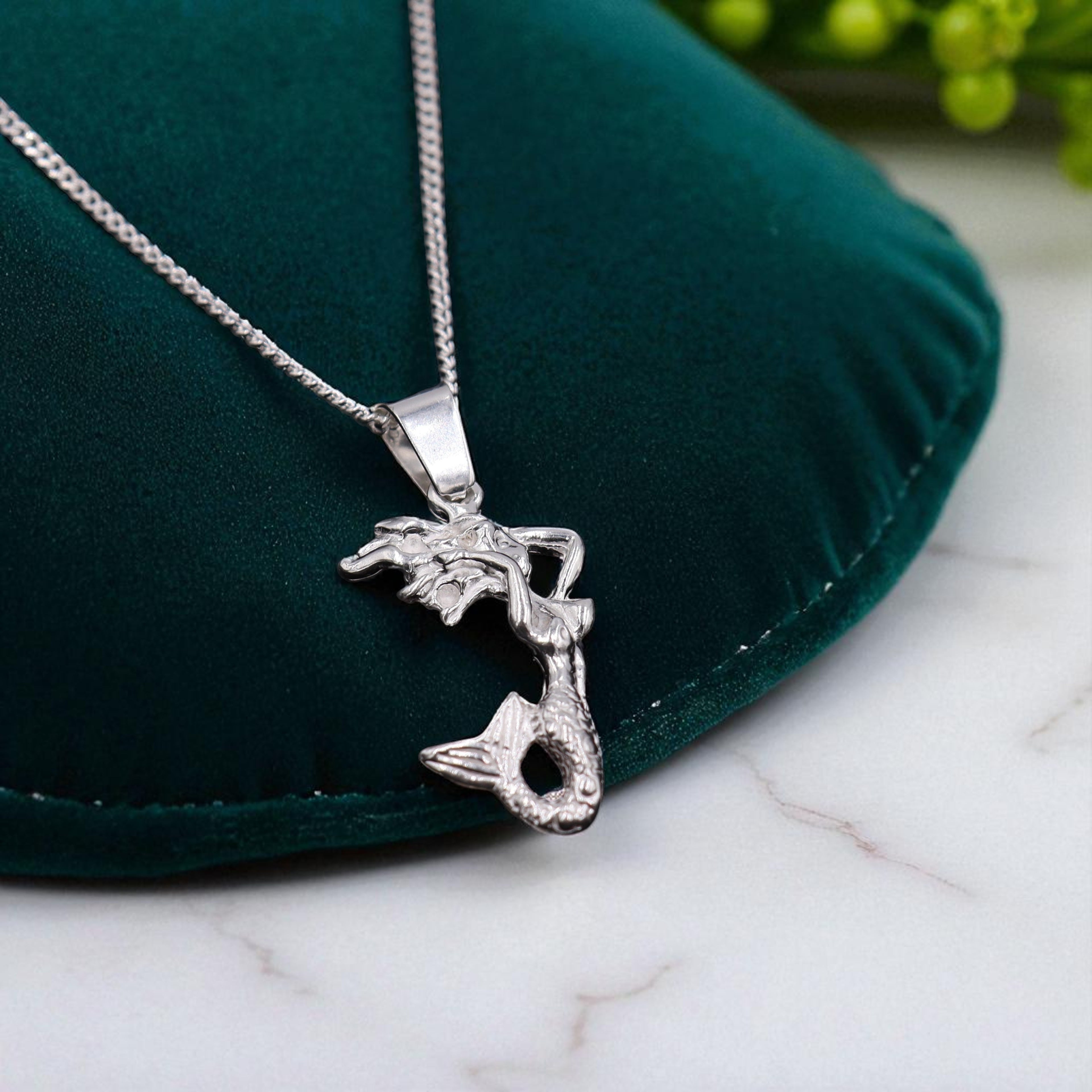 Dije De Sirena + Cadena En Plata .925