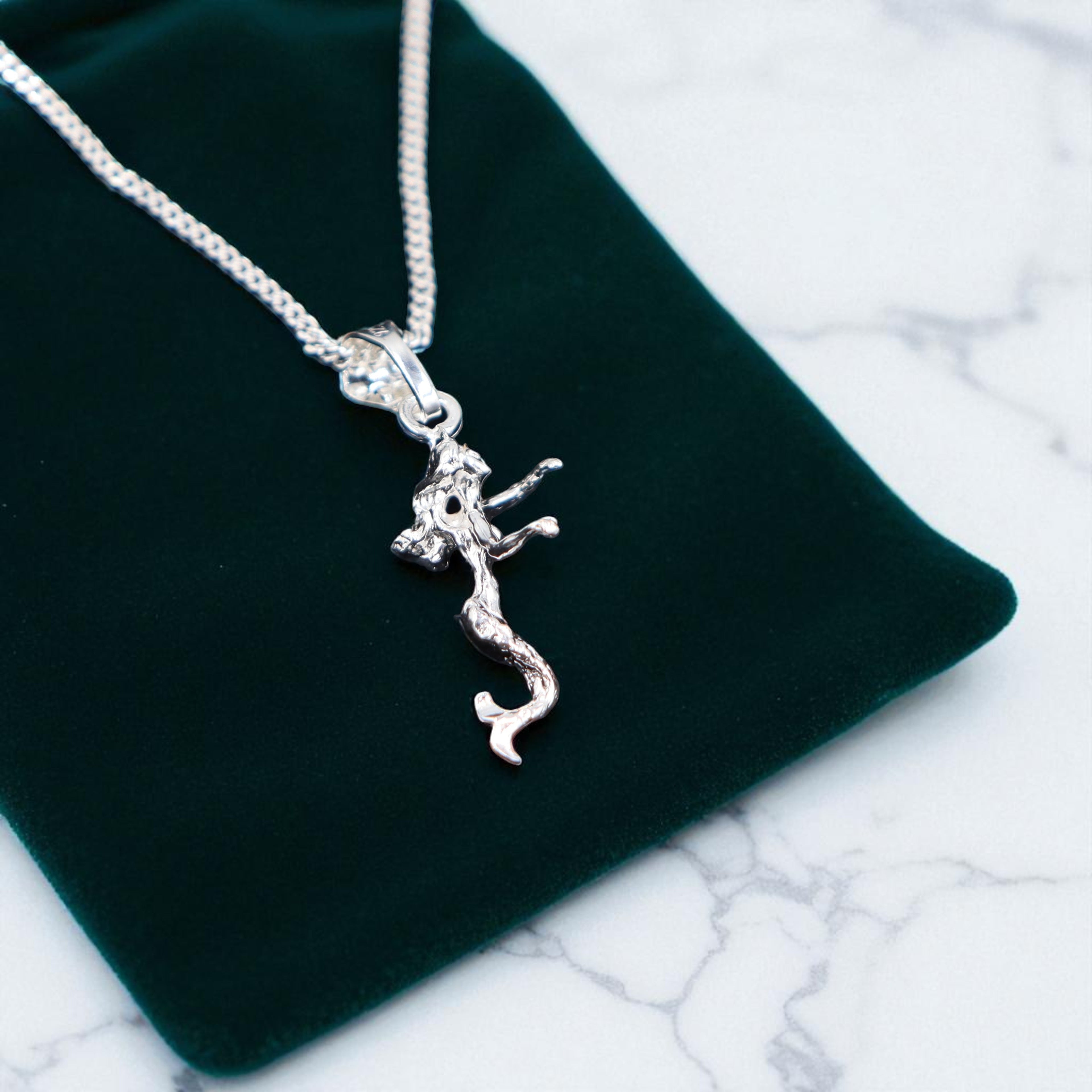 Dije De Sirena + Cadena En Plata .925