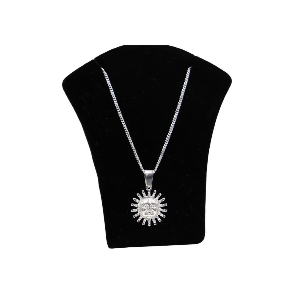 Dije De Sol + Cadena En Plata .925