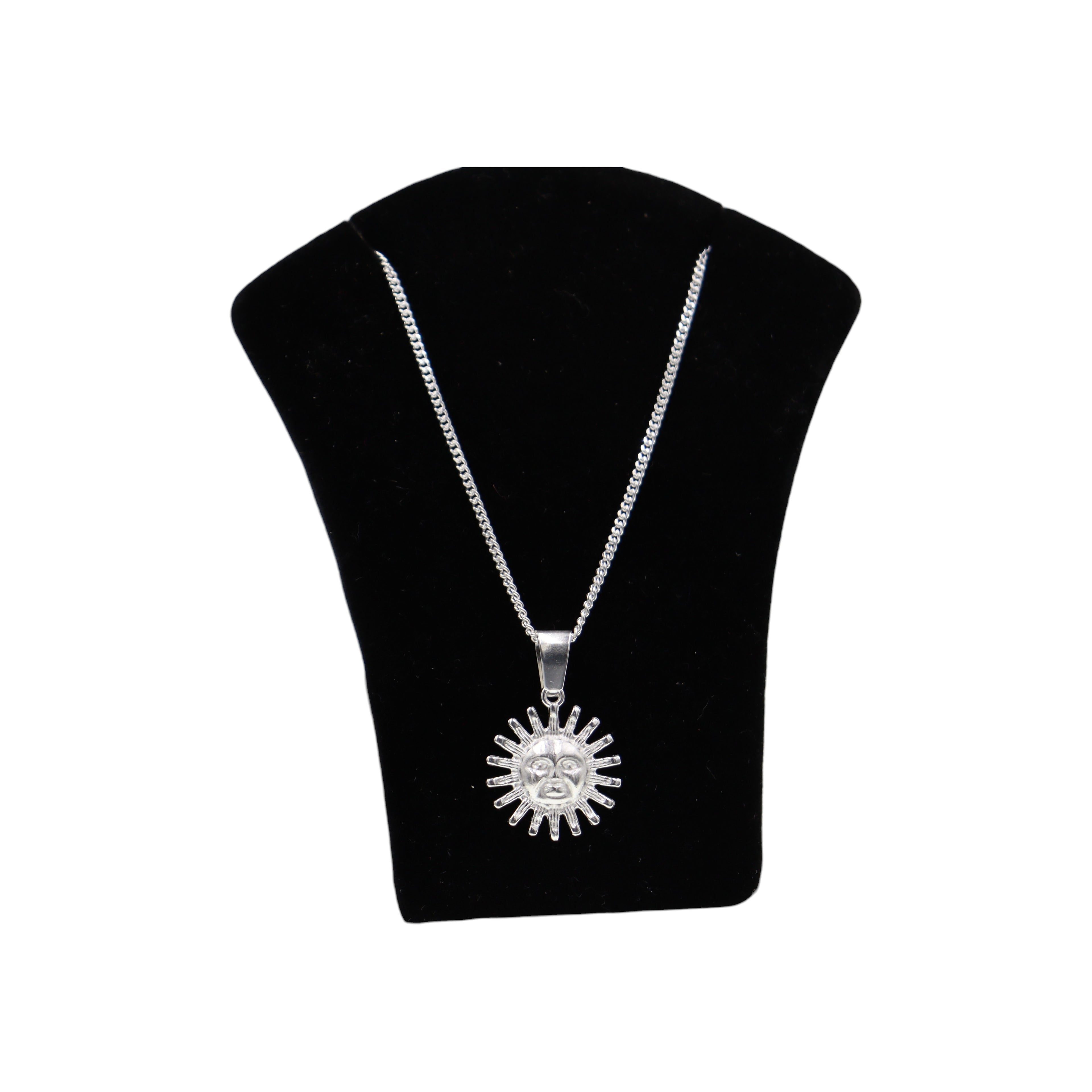 Dije De Sol + Cadena En Plata .925