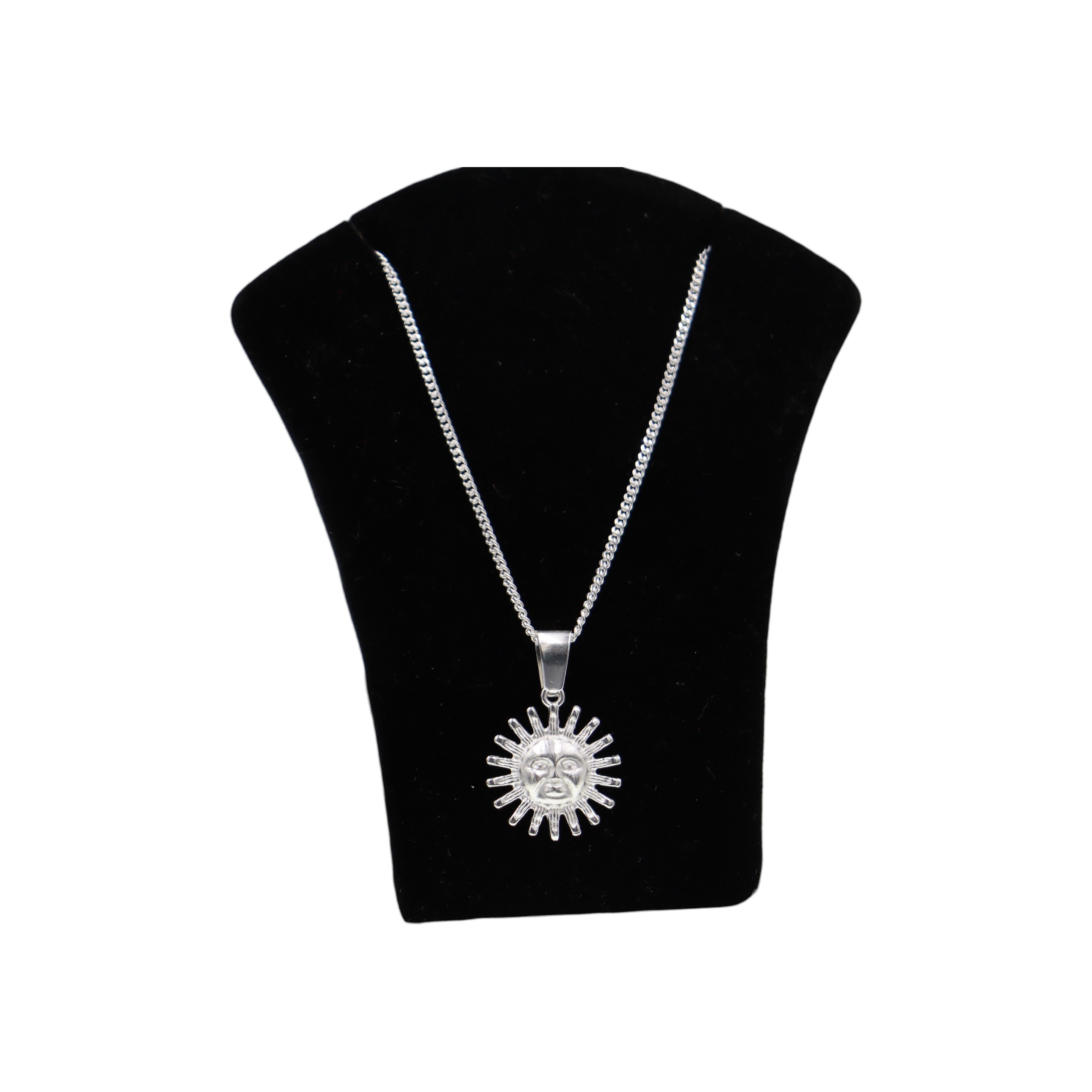 Dije De Sol + Cadena En Plata .925