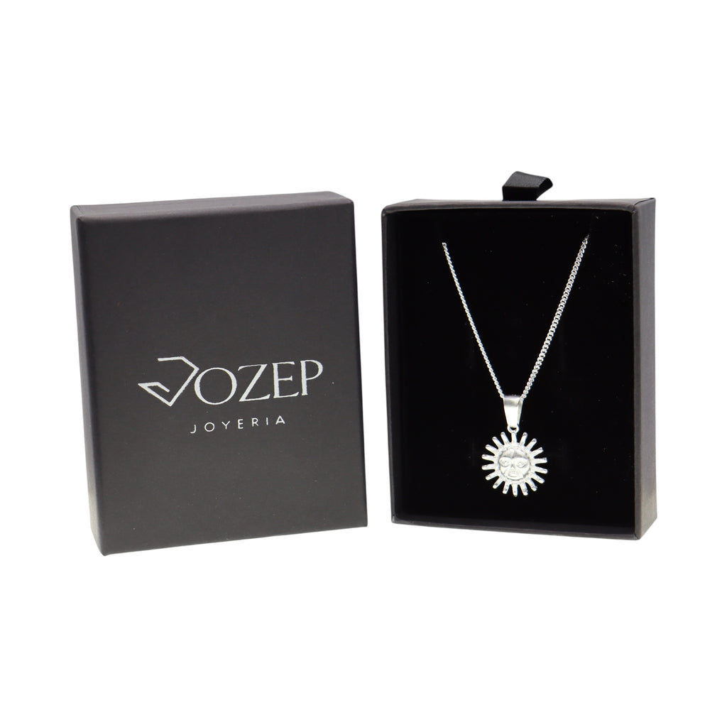 Dije De Sol + Cadena En Plata .925