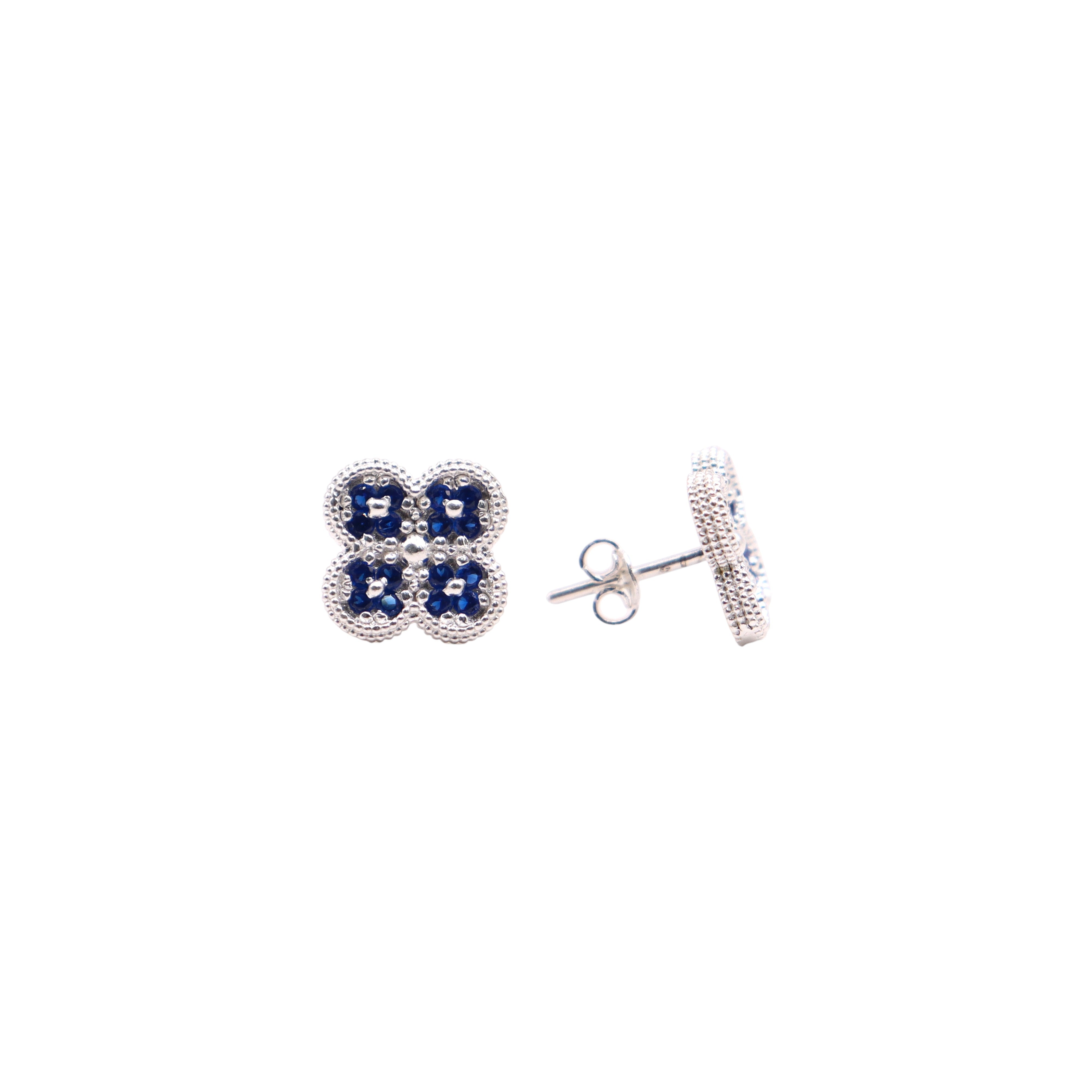 Aretes Trébol Plata .925 Con Circonia