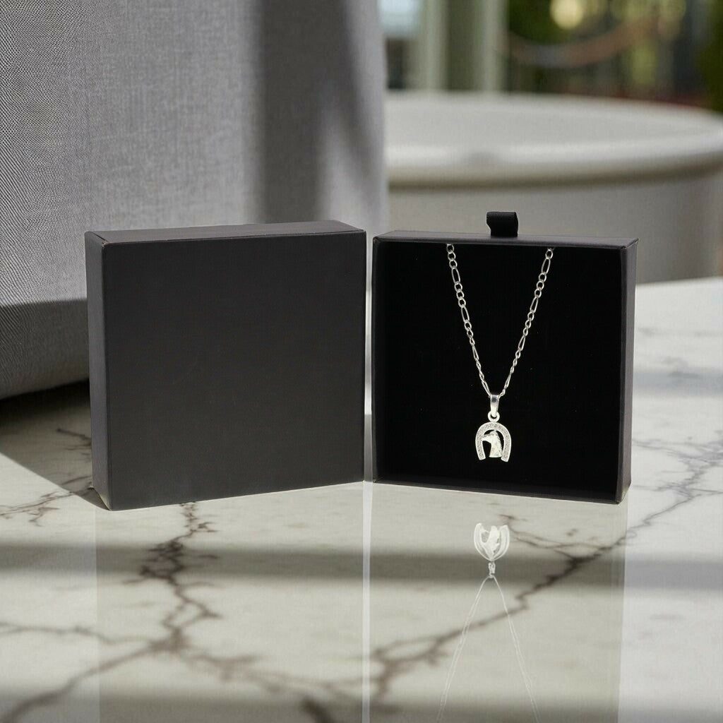 Dije Caballo Herradura Mini + Cadena en Plata .925