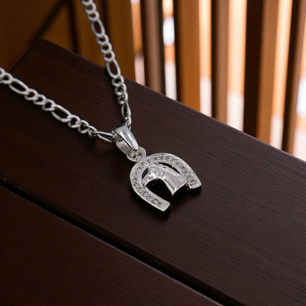 Dije Caballo Herradura Mini + Cadena en Plata .925