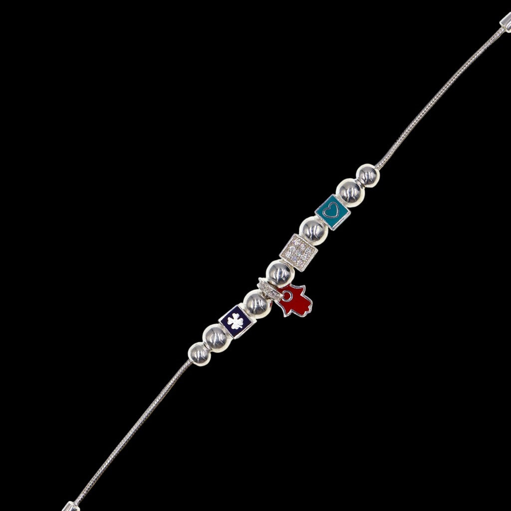 Pulso Con Dije Mano De Fatima De Plata .925 19 cm