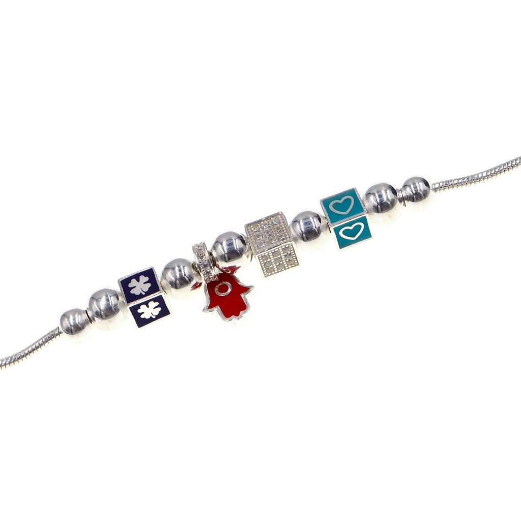 Pulso Con Dije Mano De Fatima De Plata .925 19 cm