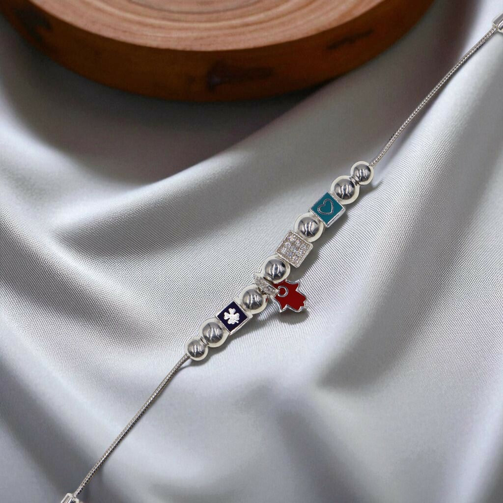 Pulso Con Dije Mano De Fatima De Plata .925 19 cm