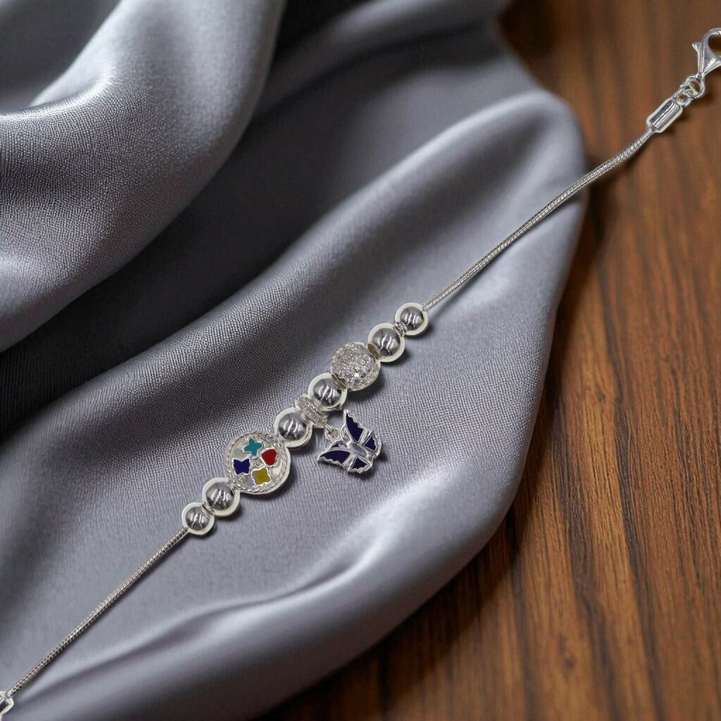 Pulso Con Dije De Mariposa De Plata .925 19.5 cm