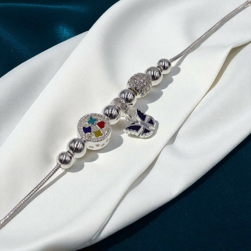 Pulso Con Dije De Mariposa De Plata .925 19.5 cm