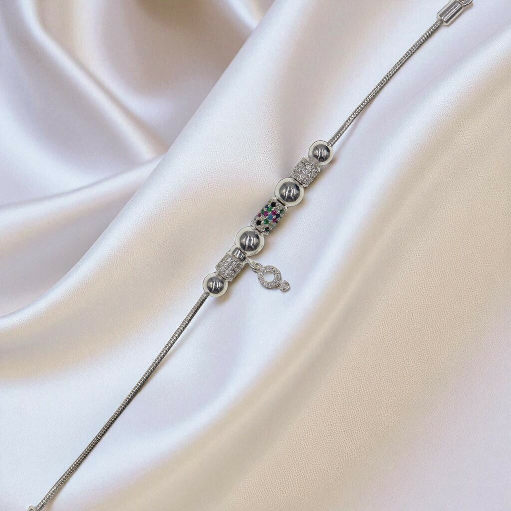 Pulso Con Dije Multicolor De Plata .925 19 cm