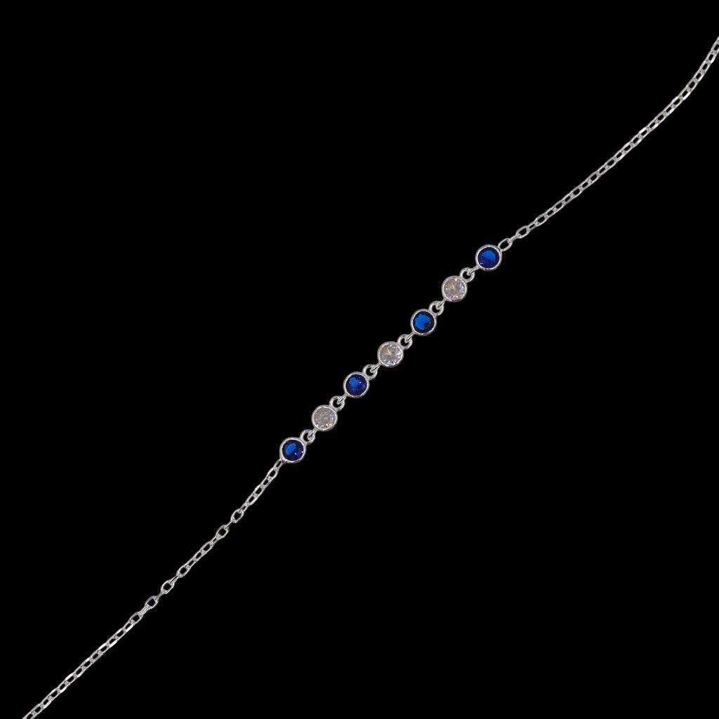 Pulso Círculos Azules y Blancos De Plata .925 20 cm