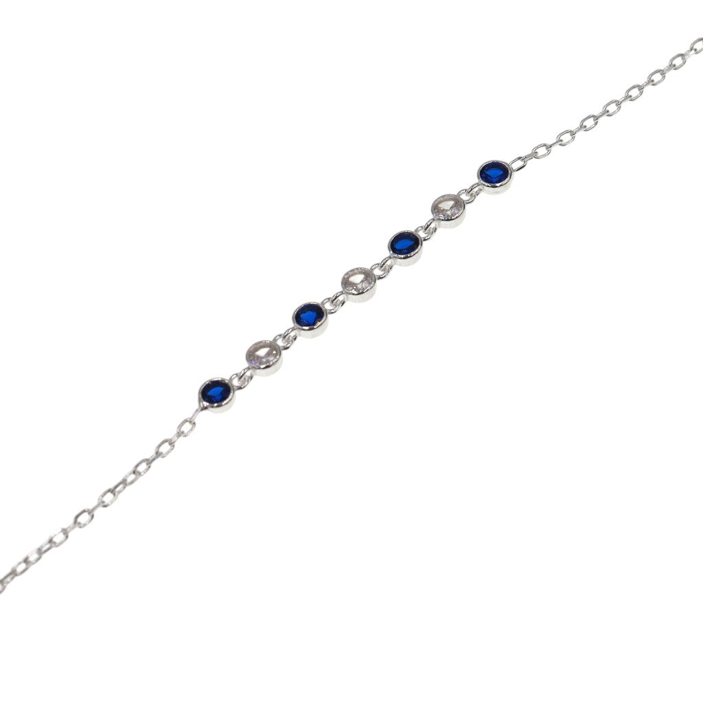Pulso Círculos Azules y Blancos De Plata .925 20 cm