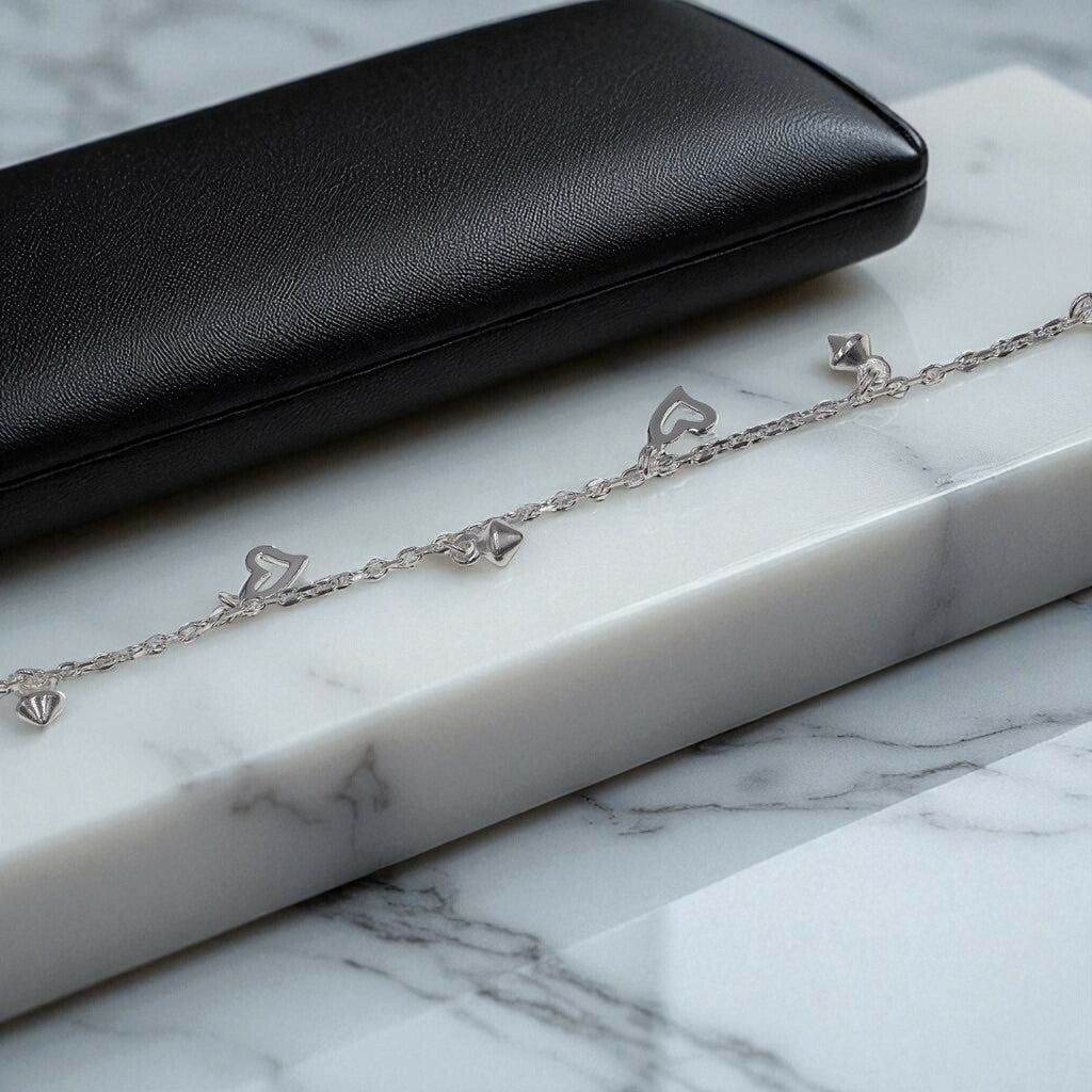 Pulso De Corazón Contorno De Plata .925 20 cm