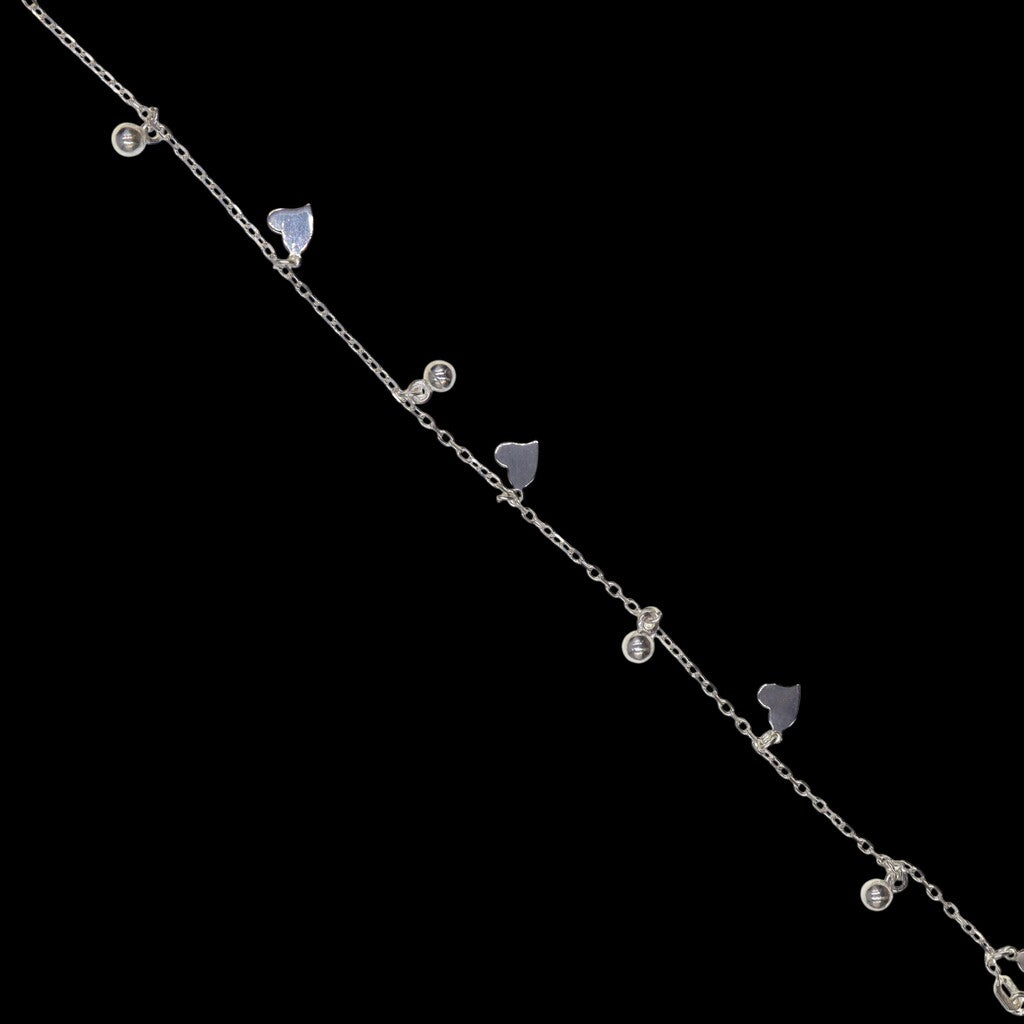 Pulso Corazón Y Bolita De Plata .925 20 cm