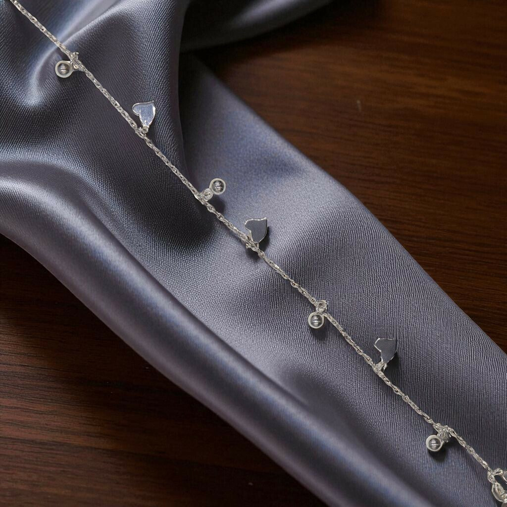 Pulso Corazón Y Bolita De Plata .925 20 cm