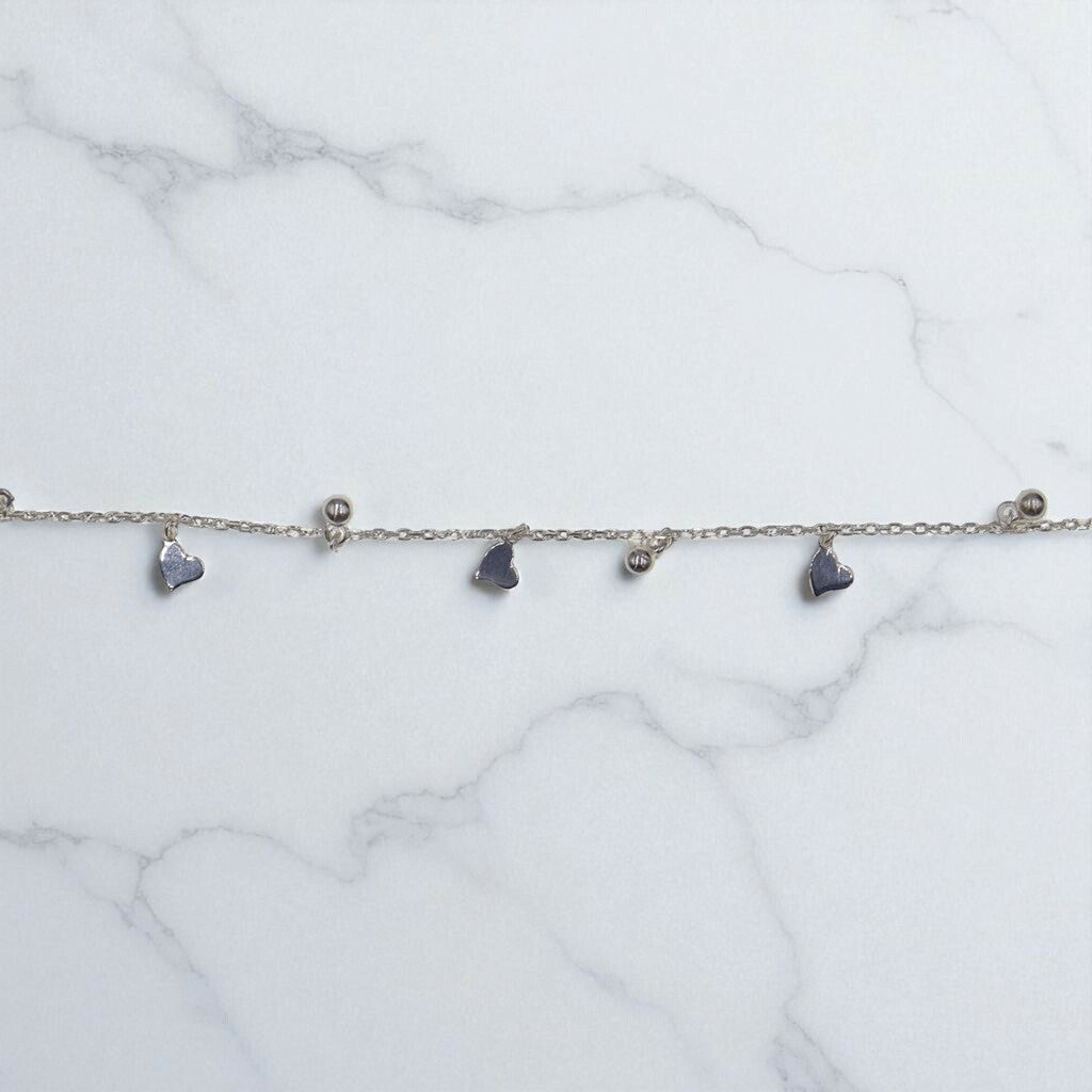 Pulso Corazón Y Bolita De Plata .925 20 cm