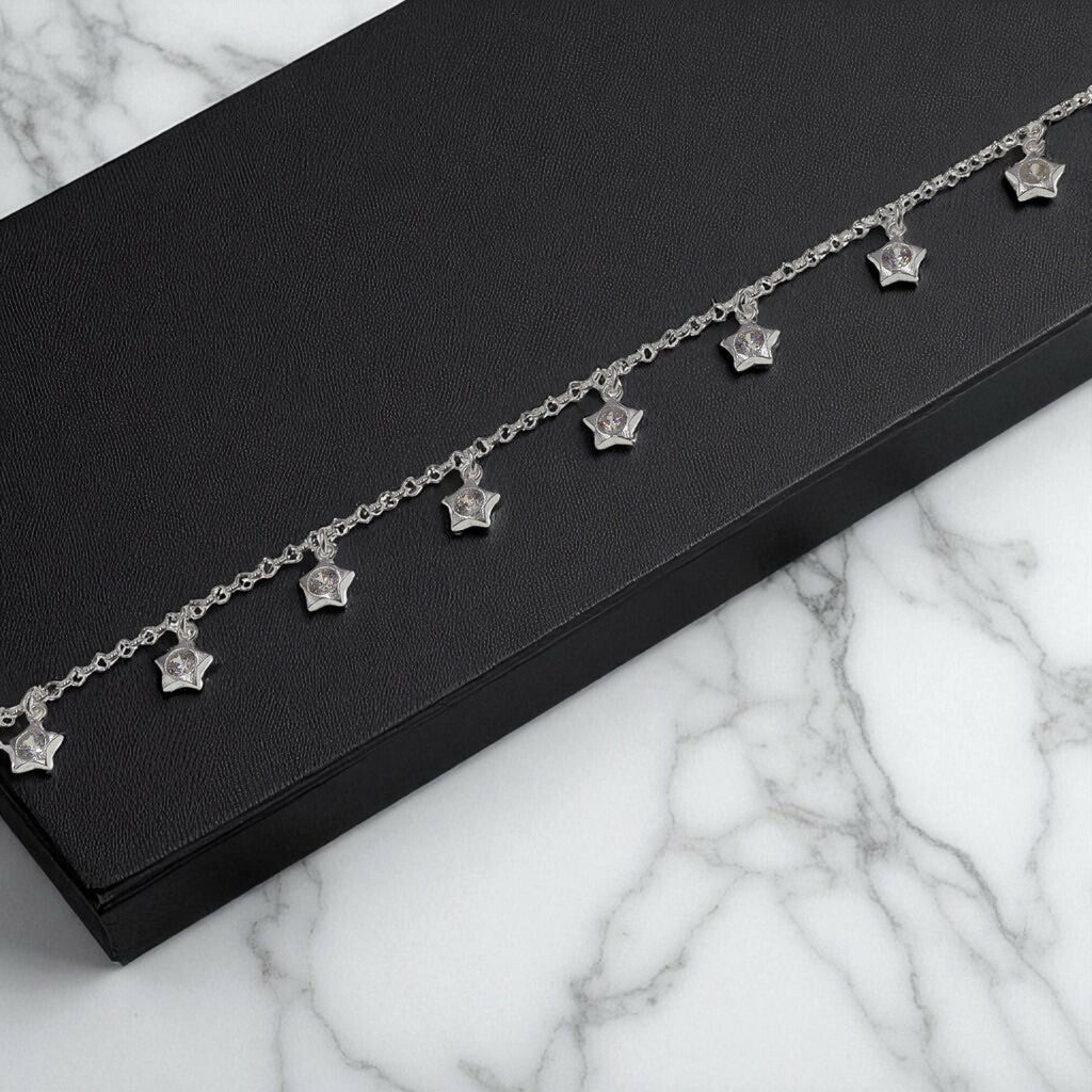 Pulso Estilo Estrellas De Plata .925 21.5 cm