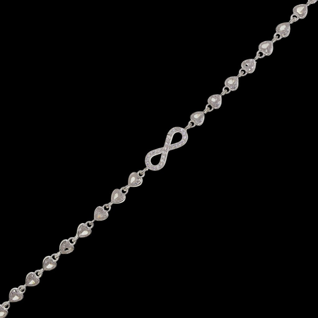 Pulso De Infinito Con Corazones De Plata .925 21 cm